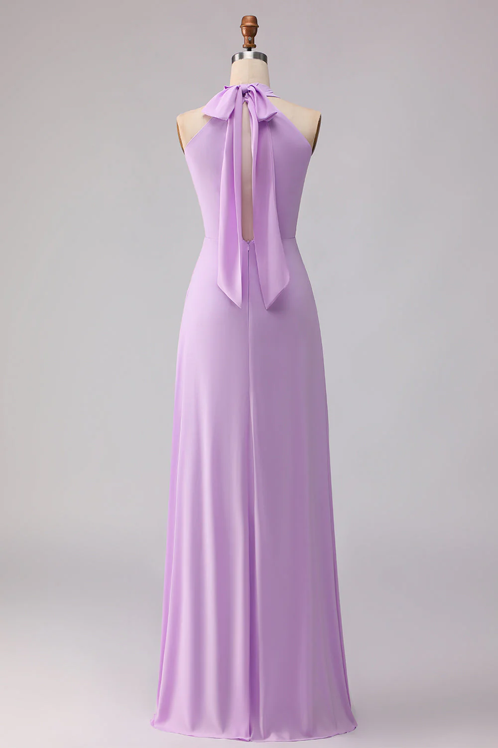 Halter A Line Lilac Cut Out Chiffon Long Bridesmaid Dress - Image 2