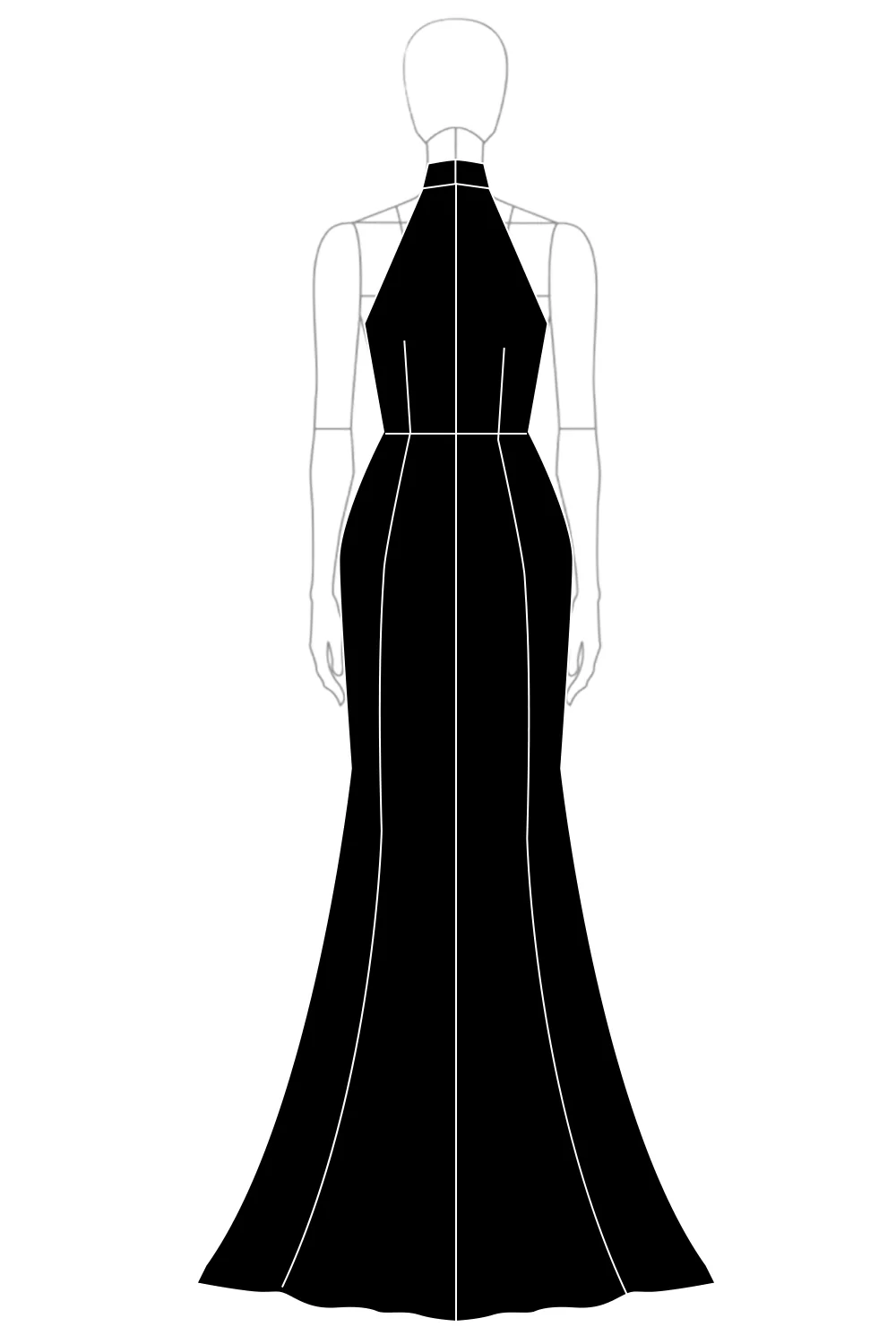 Halter Neck Black Ruffles Mermaid Long Evening Dress with Slit - Image 5