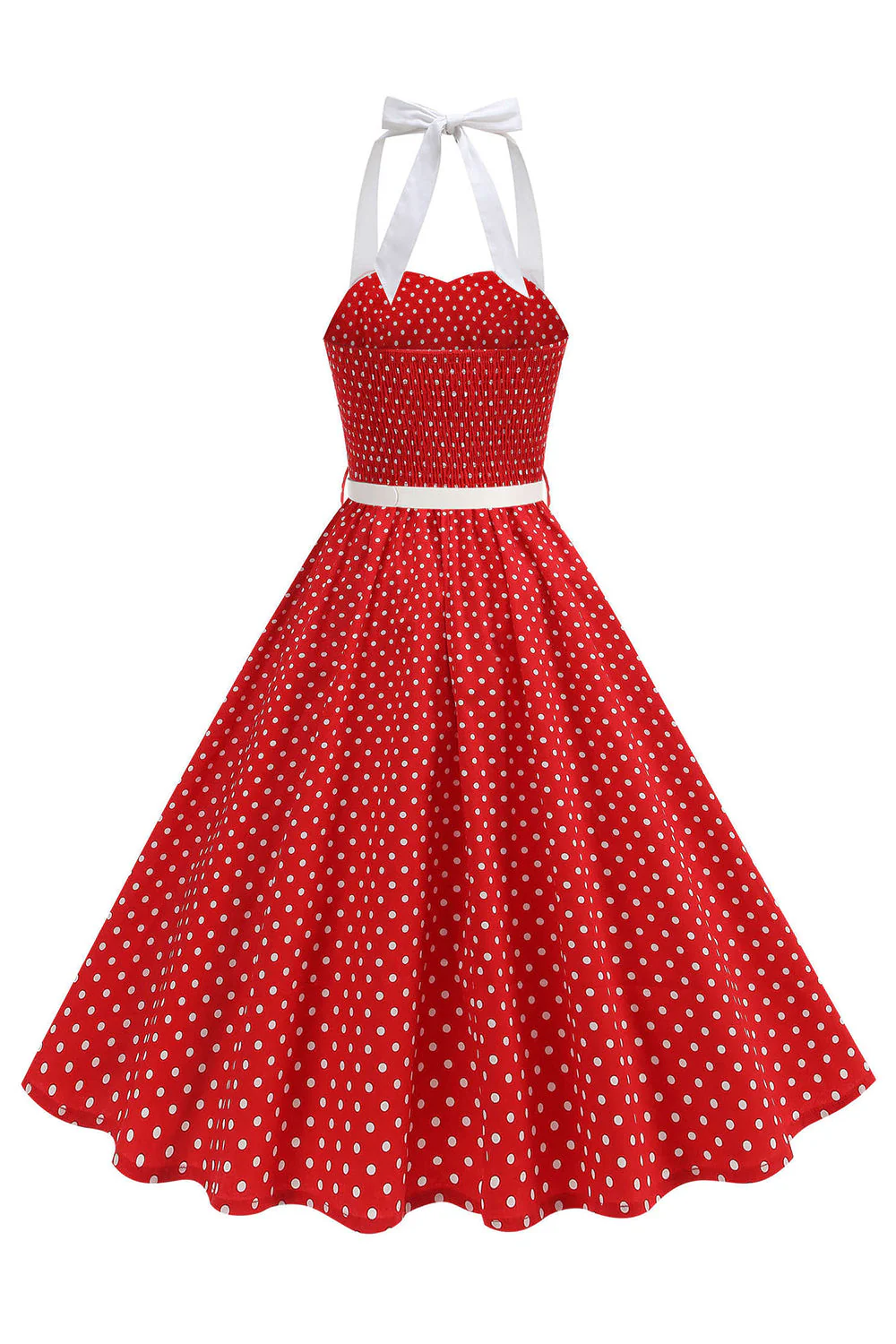 Halter Polka Dots Light Blue A Line 1950s Dress - Image 12