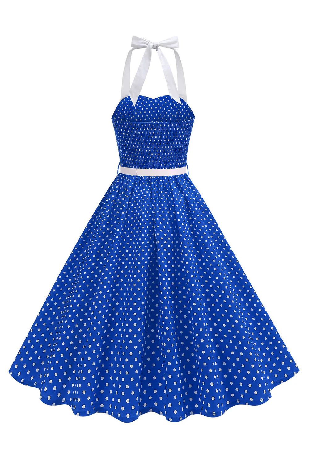Halter Polka Dots Light Blue A Line 1950s Dress - Image 14