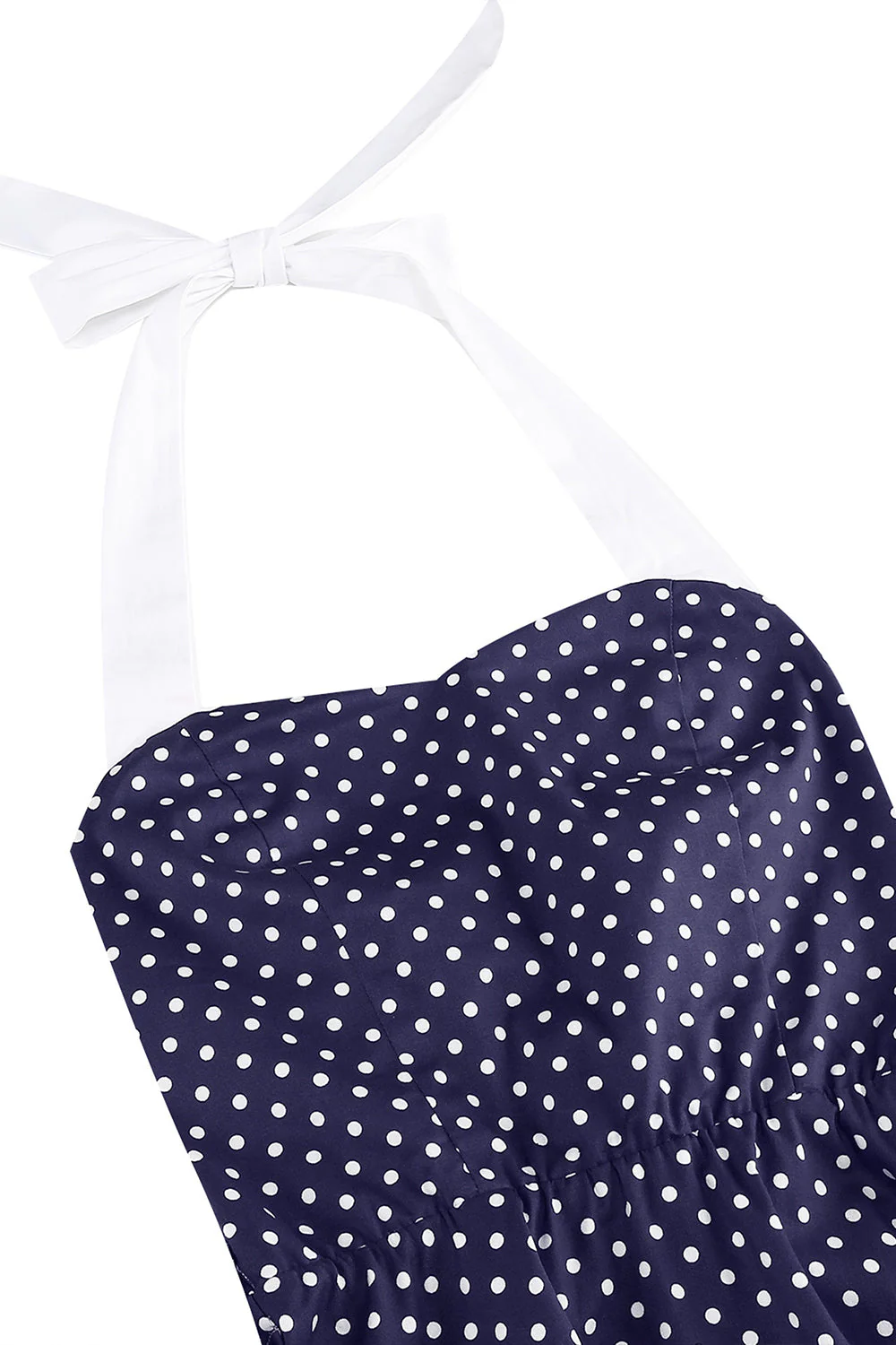 Halter Polka Dots Light Blue A Line 1950s Dress - Image 7