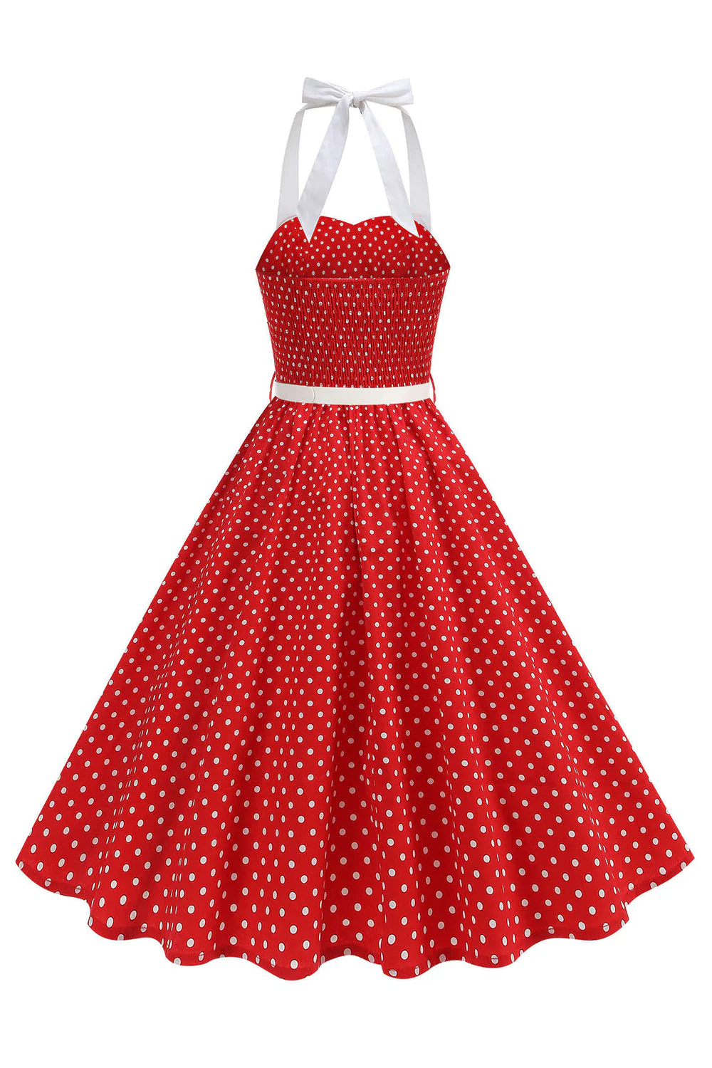 Halter Polka Dots Royal Blue A Line 1950s Dress - Image 14
