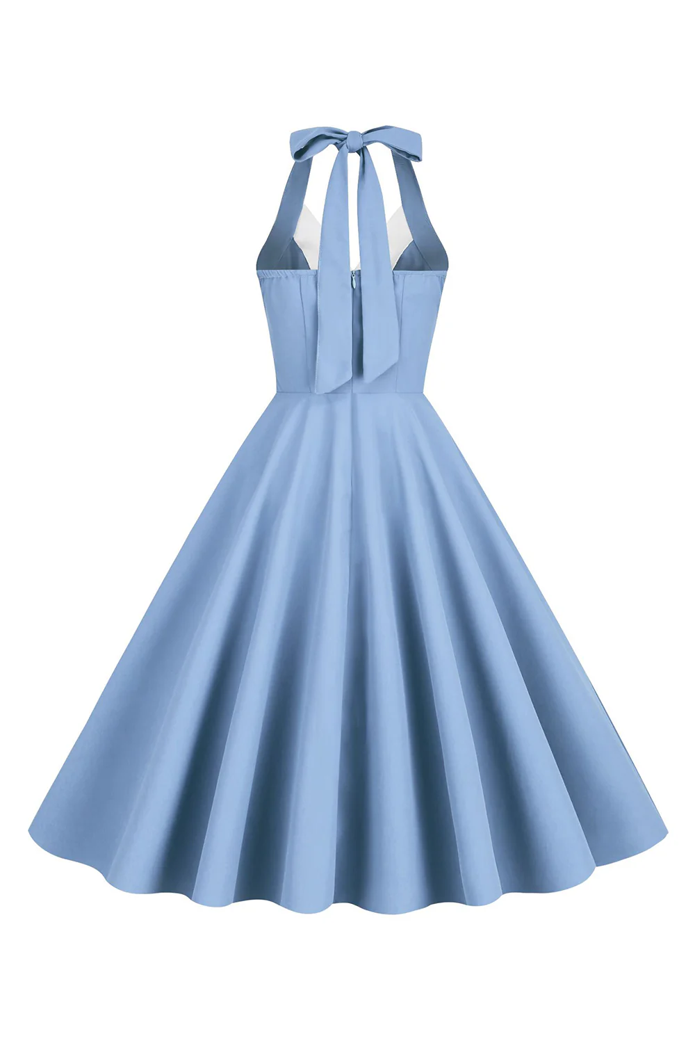 Halter Yellow A-Line Pleated Vintage Dress - Image 13