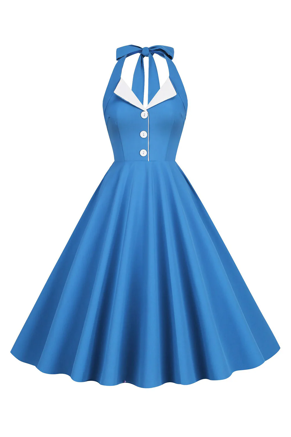 Halter Yellow A-Line Pleated Vintage Dress - Image 18
