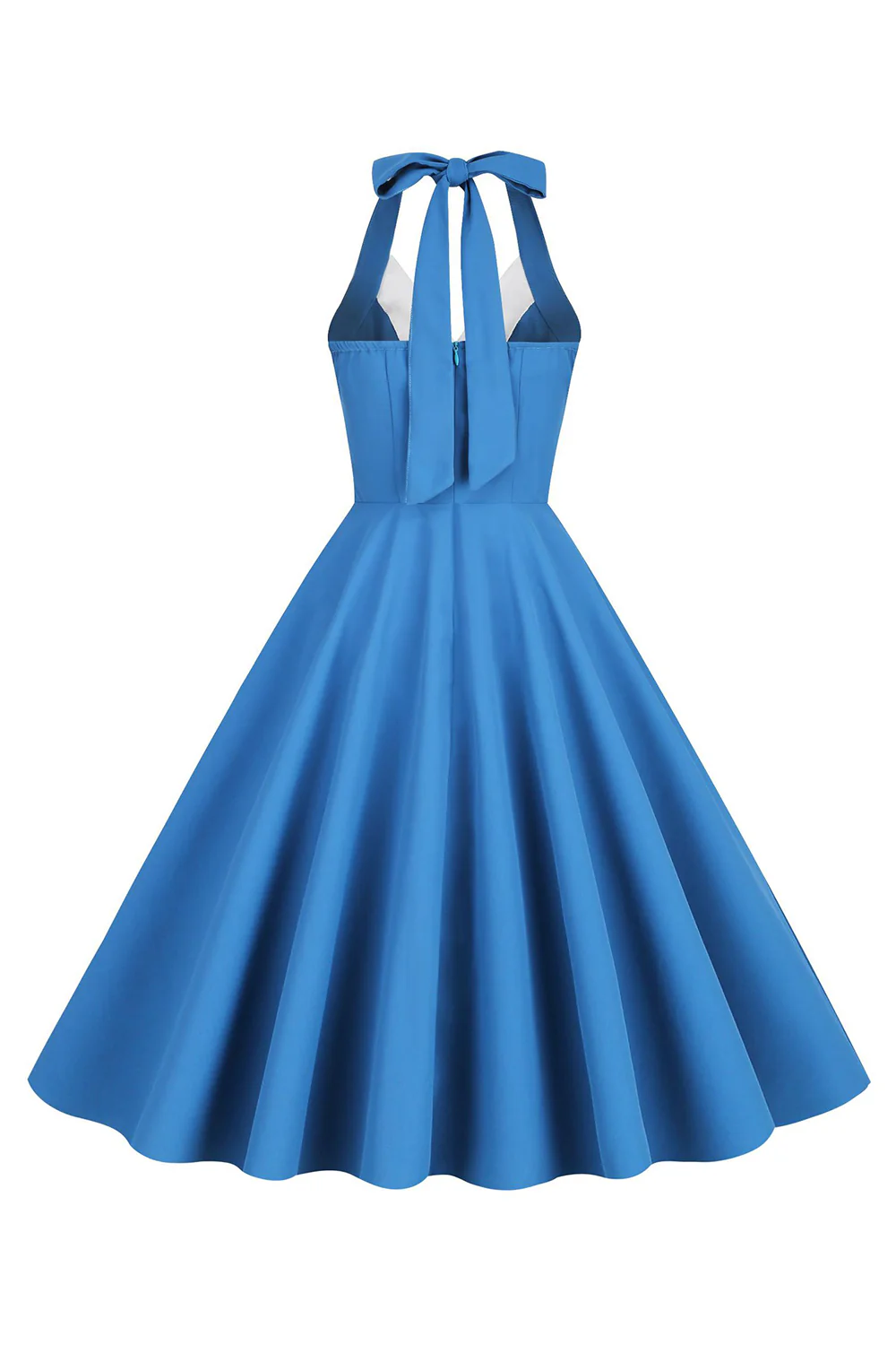 Halter Yellow A-Line Pleated Vintage Dress - Image 19