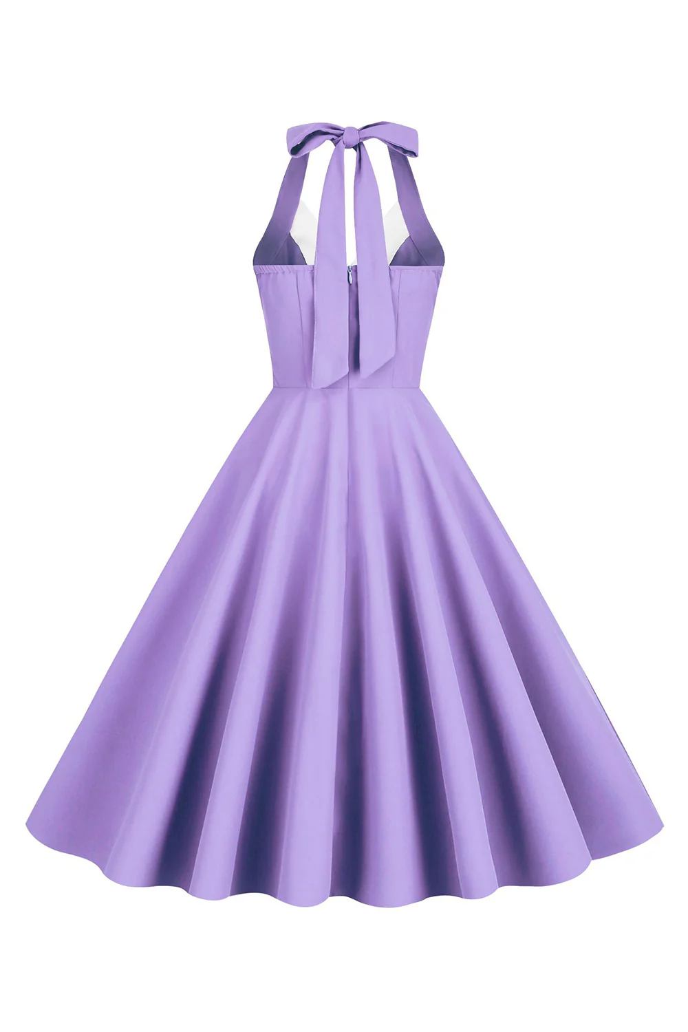 Halter Yellow A-Line Pleated Vintage Dress - Image 7