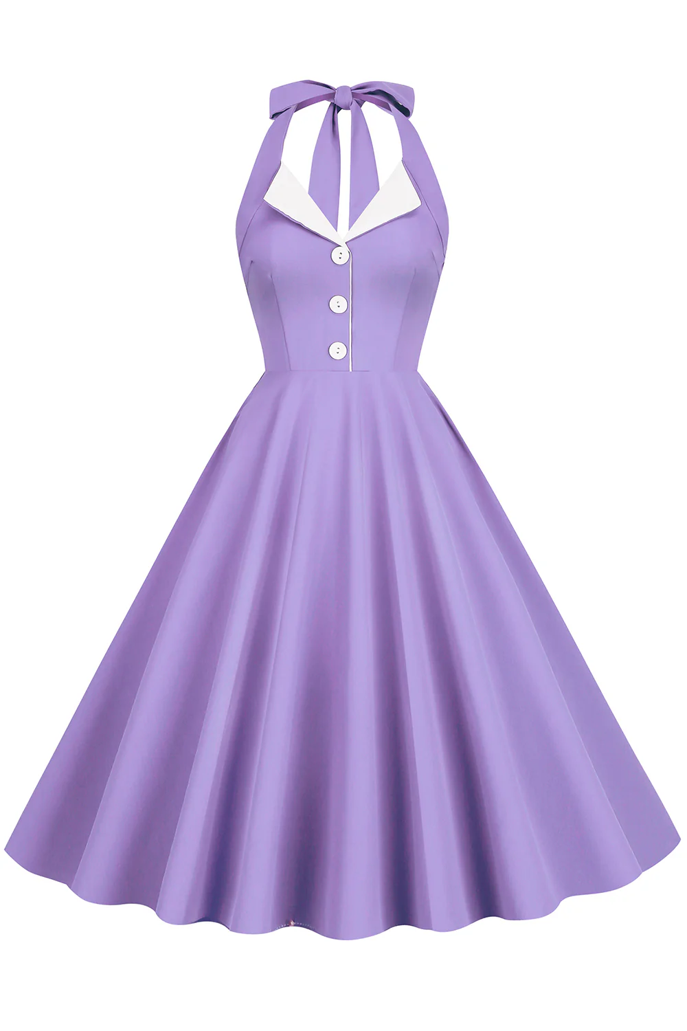 Hepburn Style Halter Neck Blue 1950s Dress - Image 13