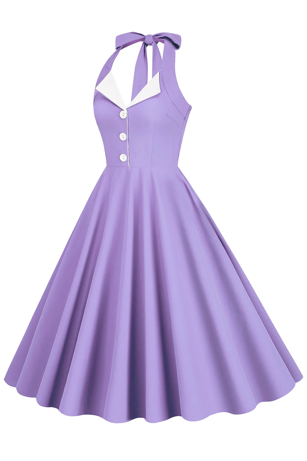 Hepburn Style Halter Neck Blue 1950s Dress - Image 15