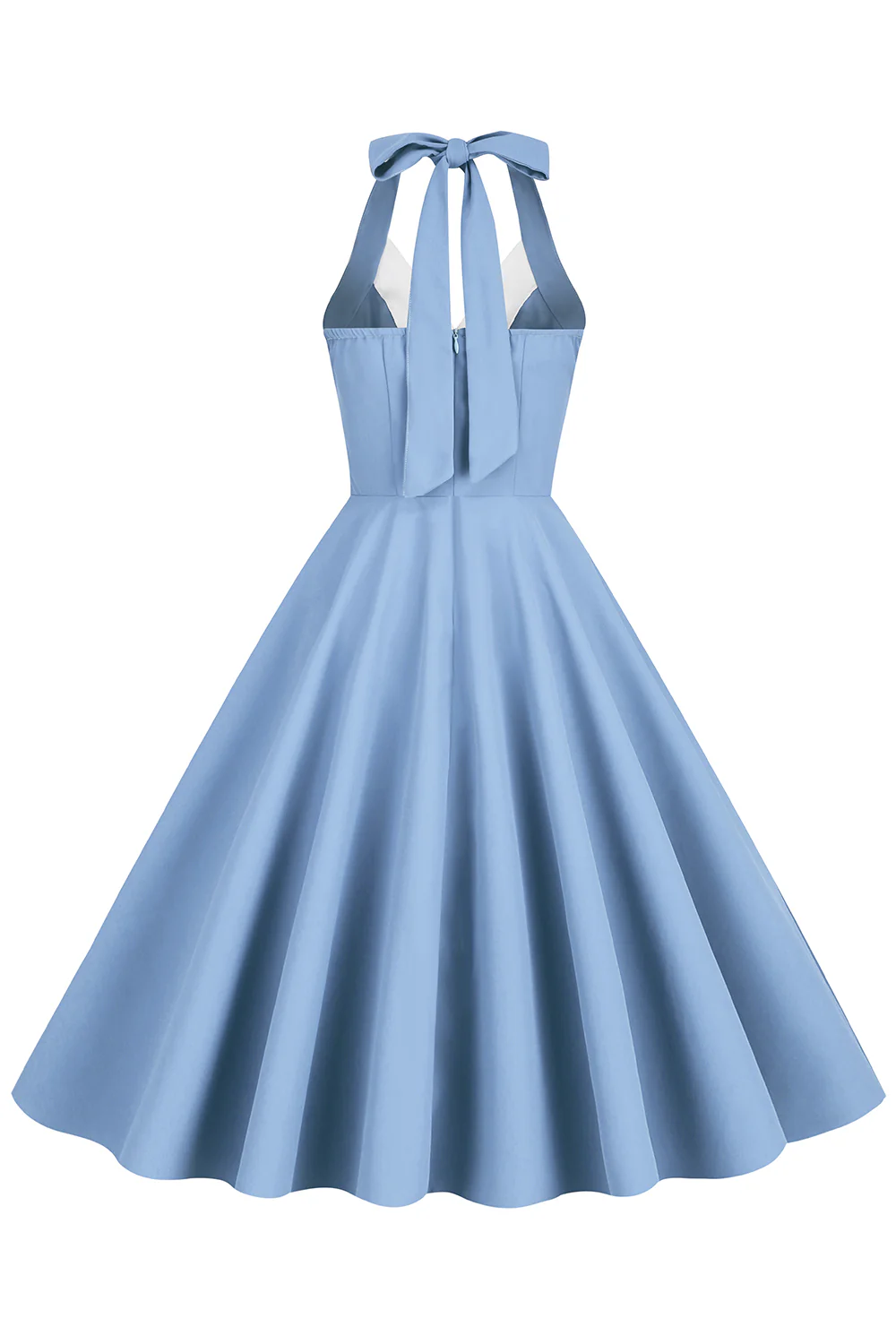 Hepburn Style Halter Neck Blue 1950s Dress - Image 18