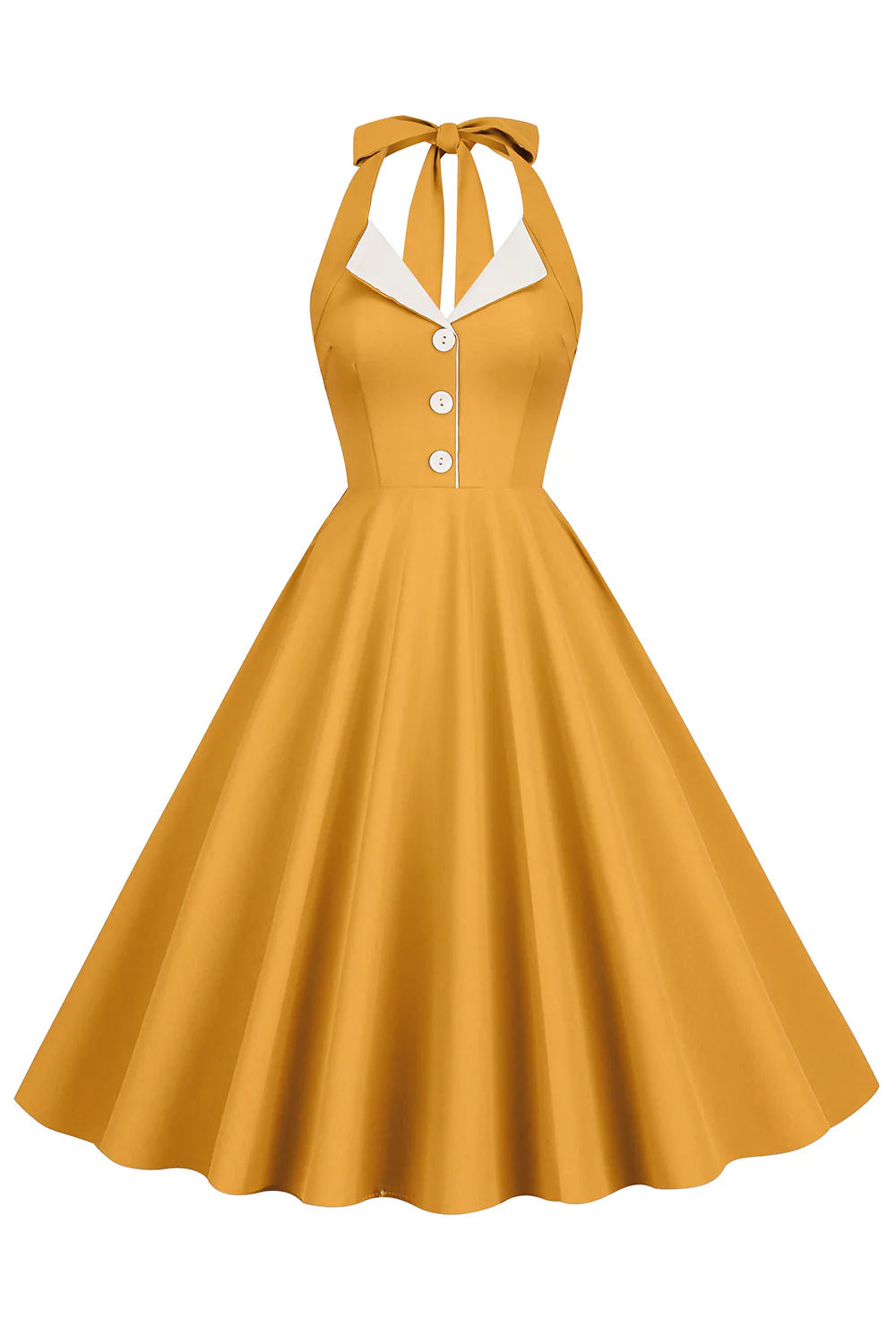 Hepburn Style Halter Neck Blue 1950s Dress - Image 7