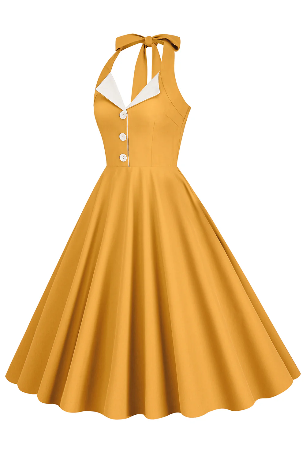 Hepburn Style Halter Neck Blue 1950s Dress - Image 9