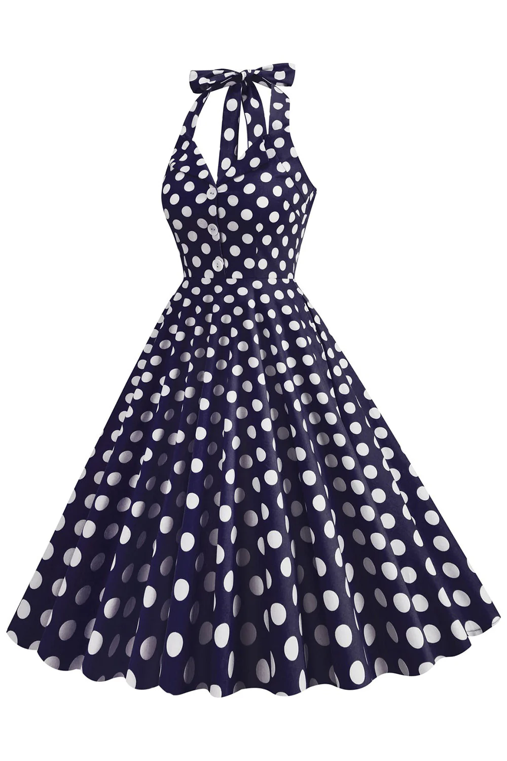 Hepburn Style Polka Dots Blue 1950s Dress - Image 7