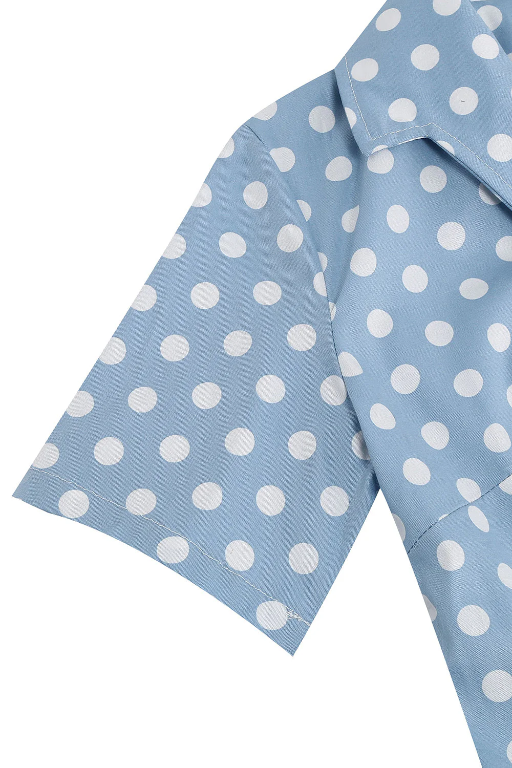 Hepburn Style V Neck Blue Polka Dots 1950s Dress - Image 5