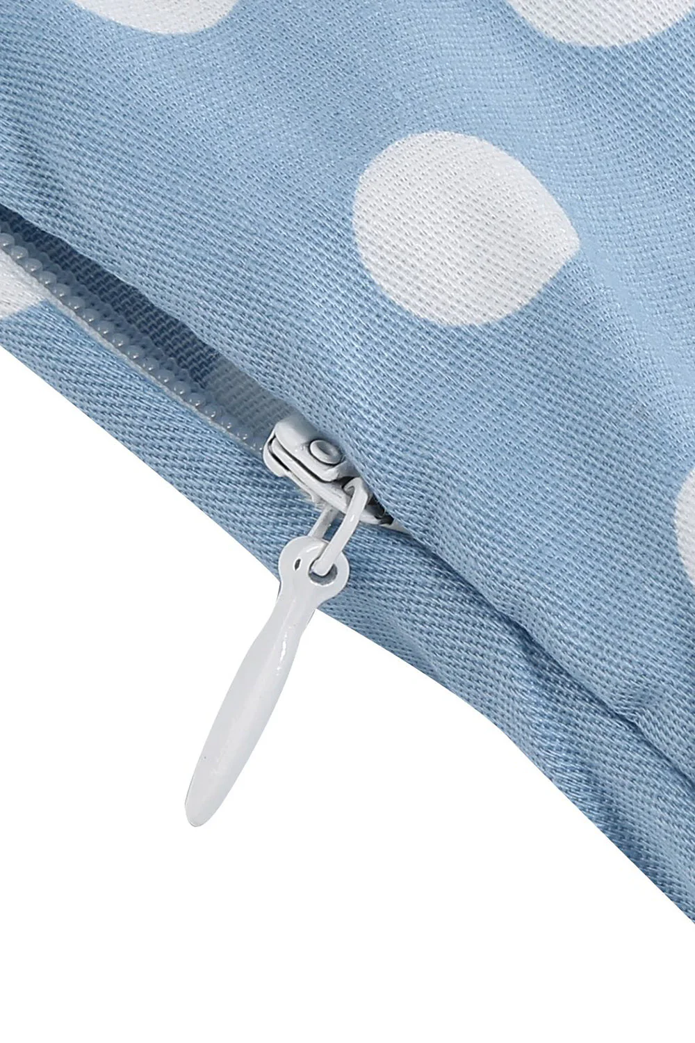 Hepburn Style V Neck Blue Polka Dots 1950s Dress - Image 6