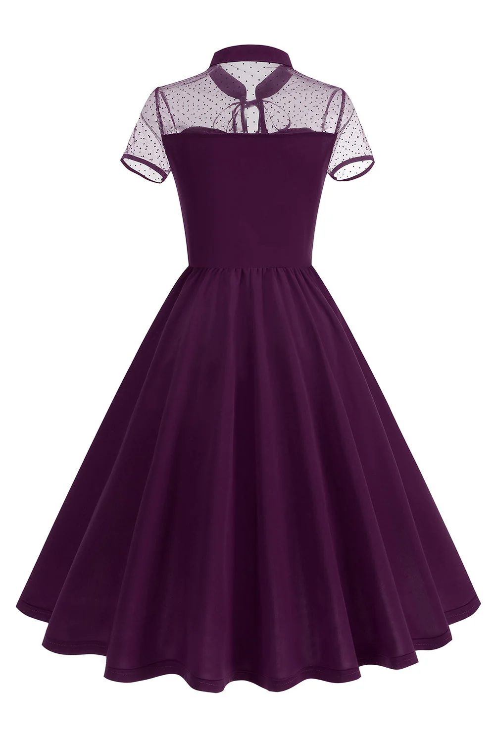 High Neck Black Polka Dots A Line 1950s Dress - Image 7