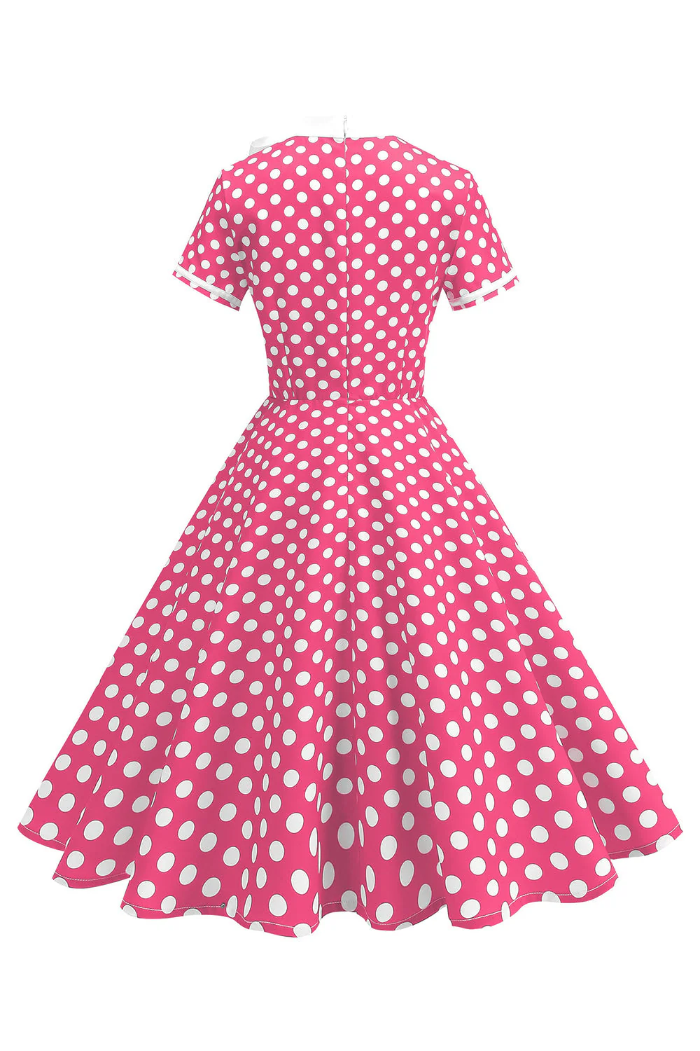 High Neck Black Polka Dots Bowed A Line 1950s Dress - Image 12