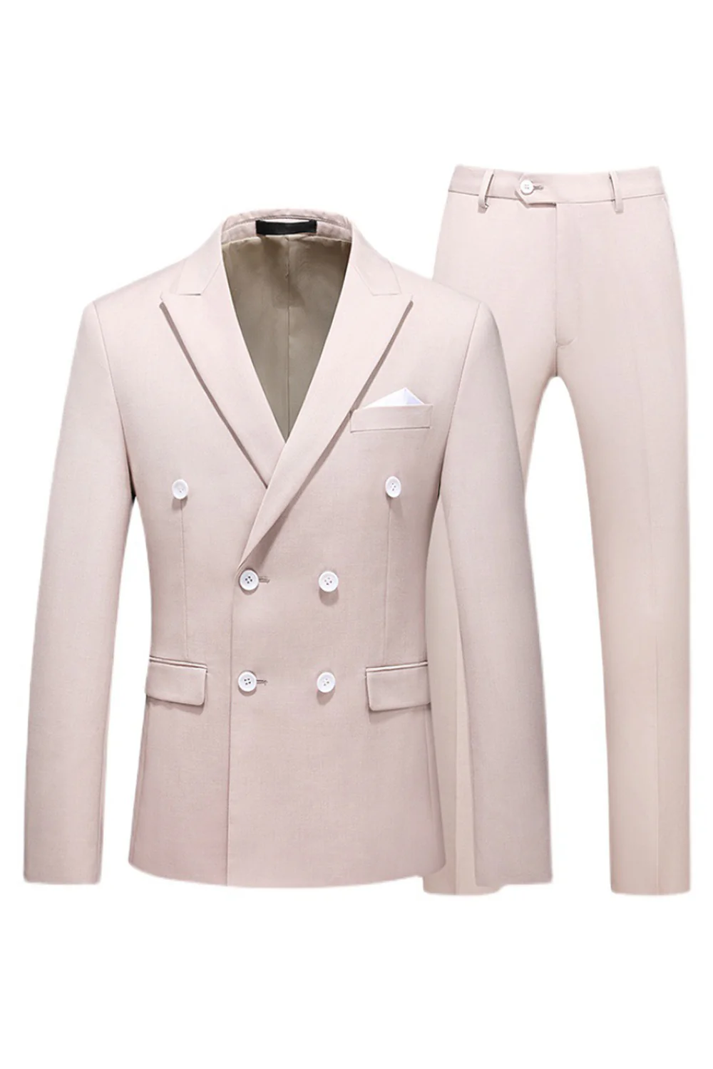 Hot Pink Double Breasted 2 Piece Prom Men Suits - Image 13