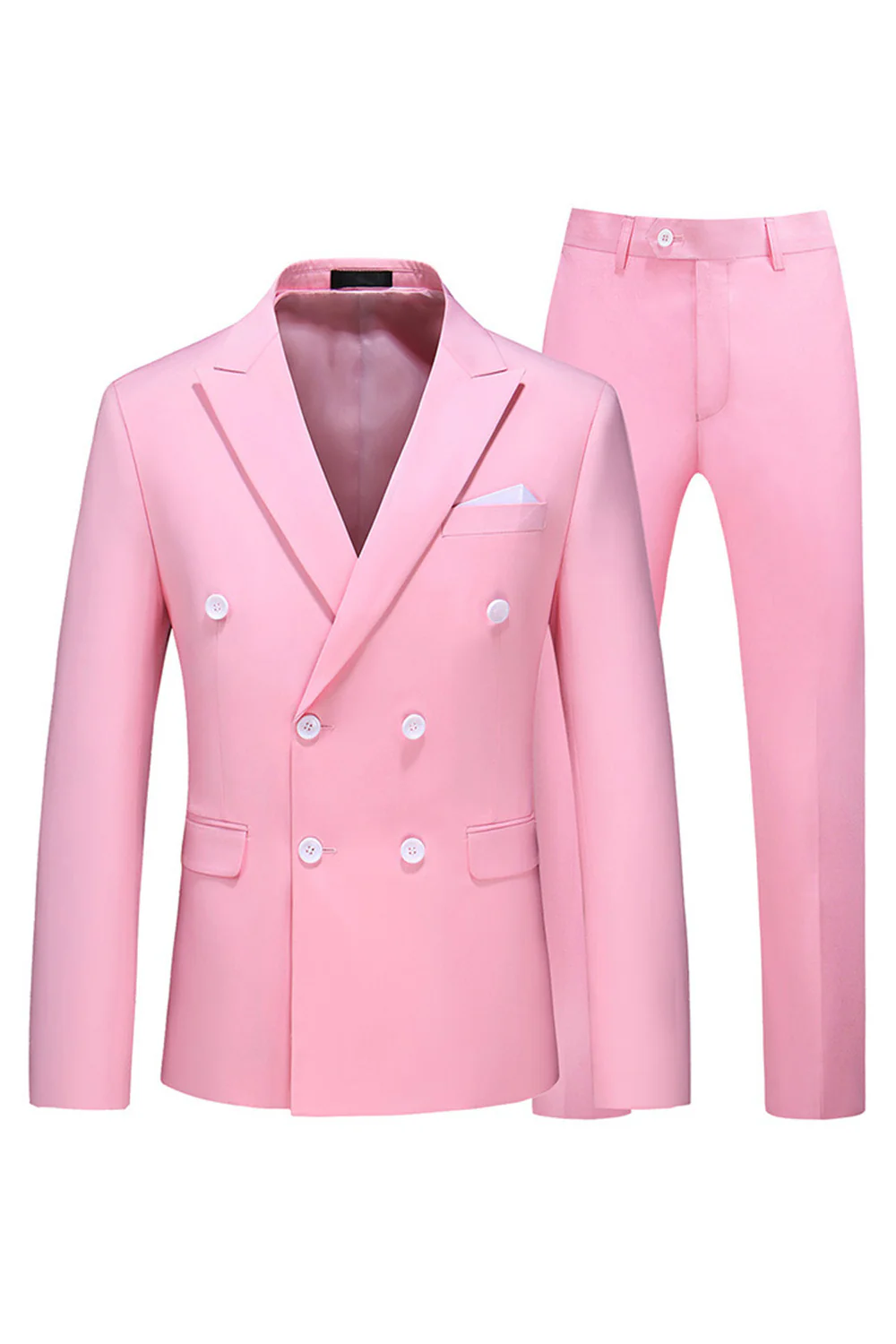 Hot Pink Double Breasted 2 Piece Prom Men Suits - Image 16
