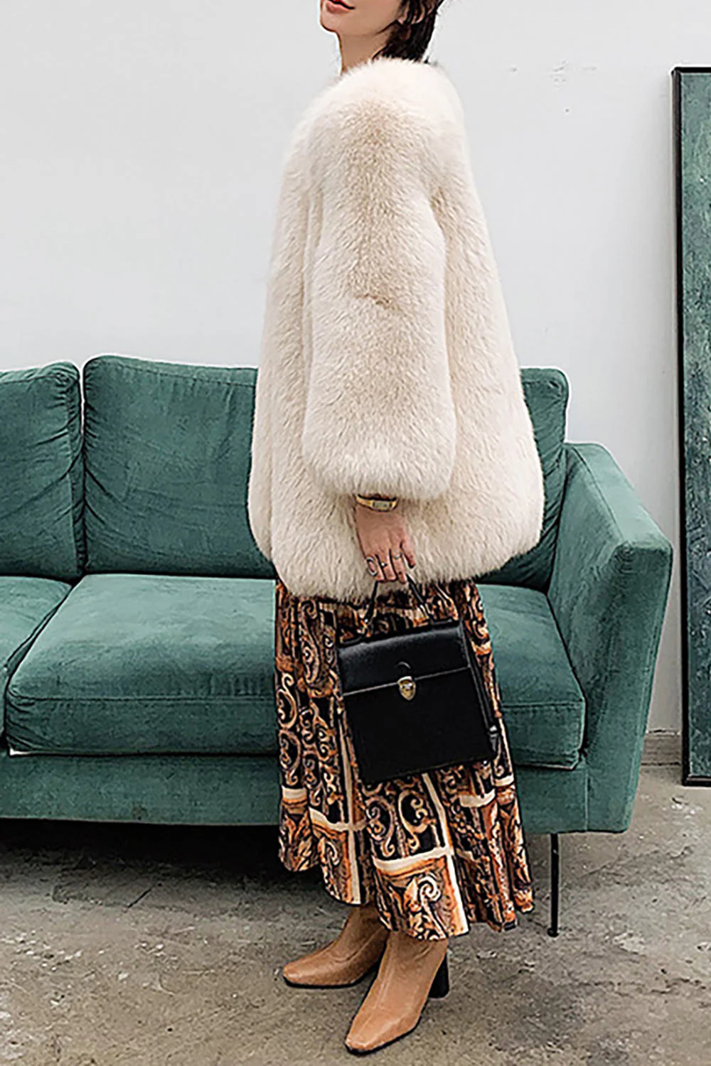 Hot Pink Shawl Lapel Oversized Faux Fur Women Coat - Image 6