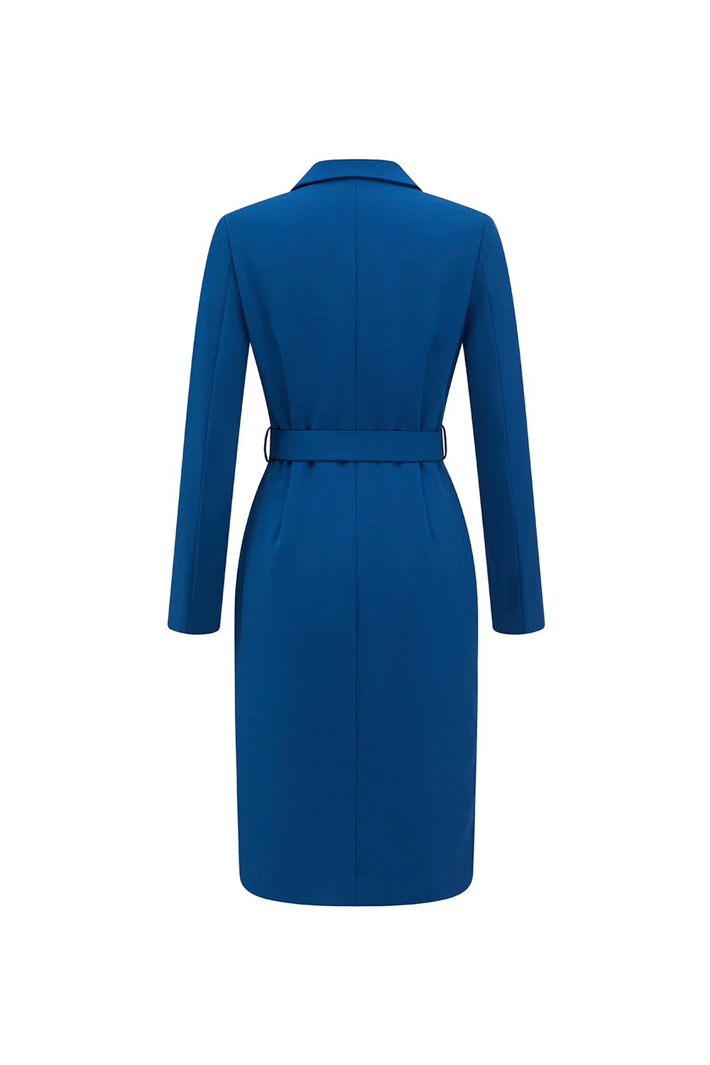 Ink Blue Notched Lapel Double Breasted Blazer Dress with Belt - Image 2