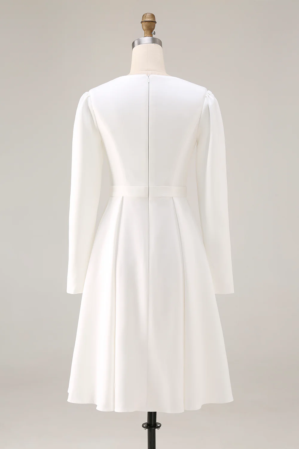 Ivory A-Line Satin Midi Engagement Dress - Image 4