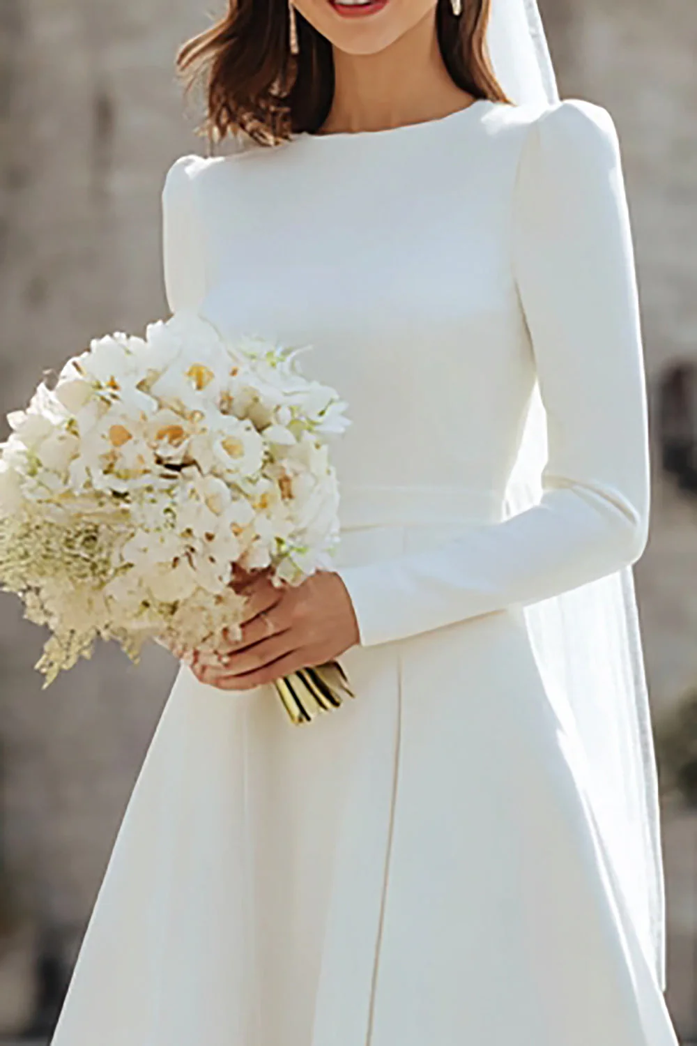 Ivory A-Line Satin Midi Engagement Dress - Image 5