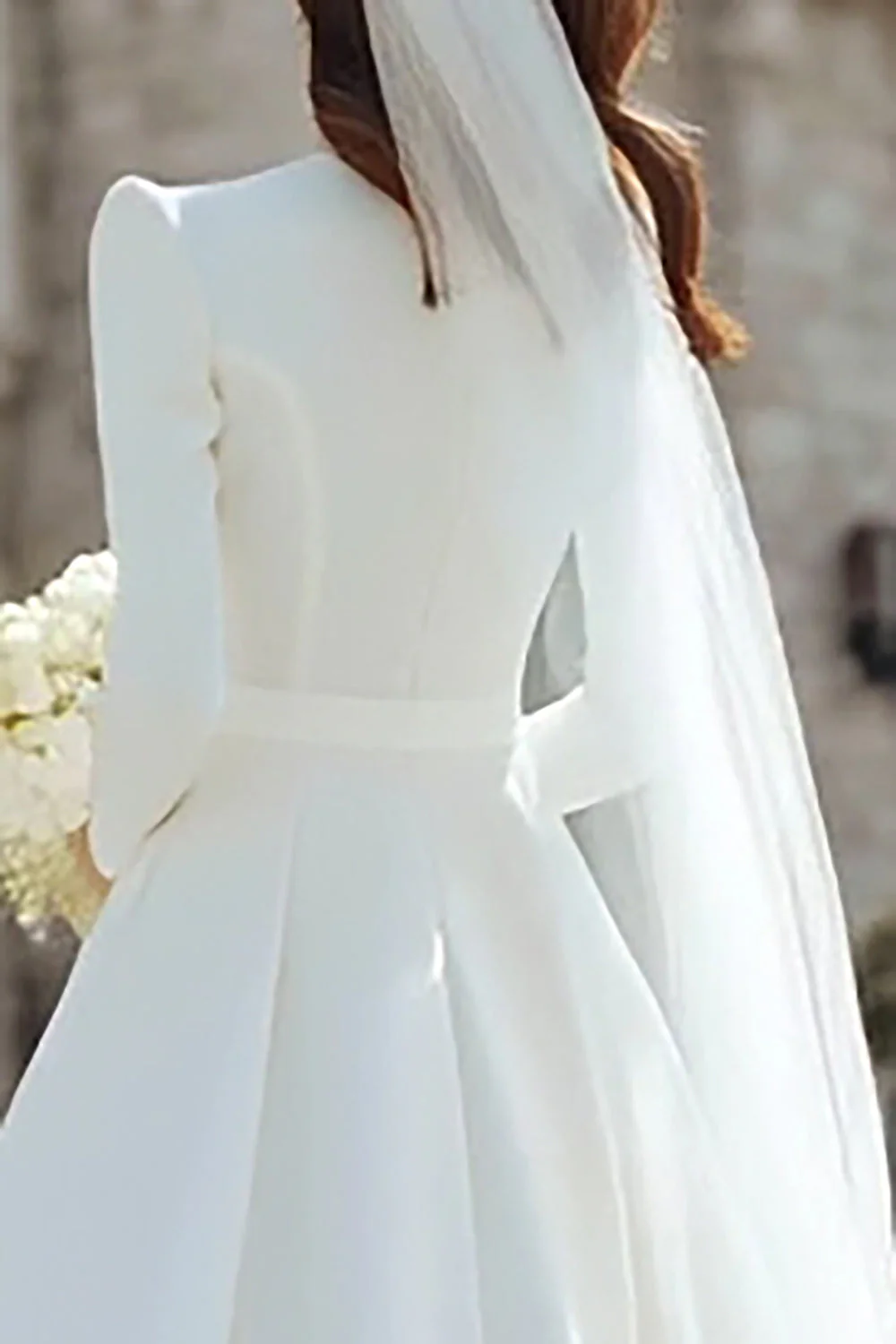 Ivory A-Line Satin Midi Engagement Dress - Image 6