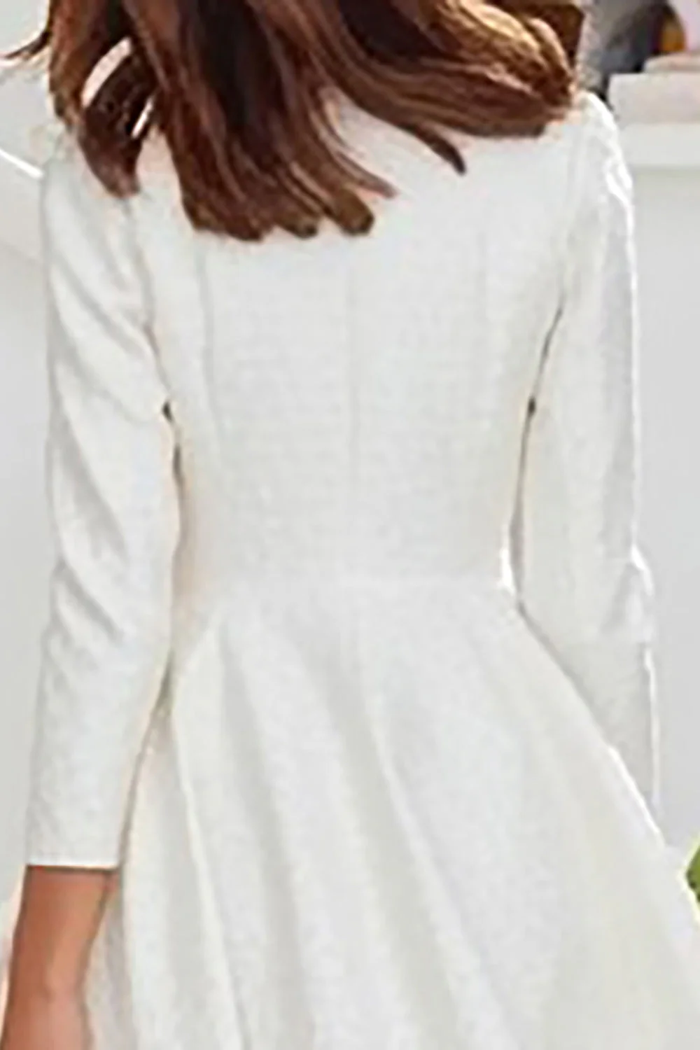 Ivory Long Sleeve A Line Midi Engagement Dress with Ruffles - Image 4
