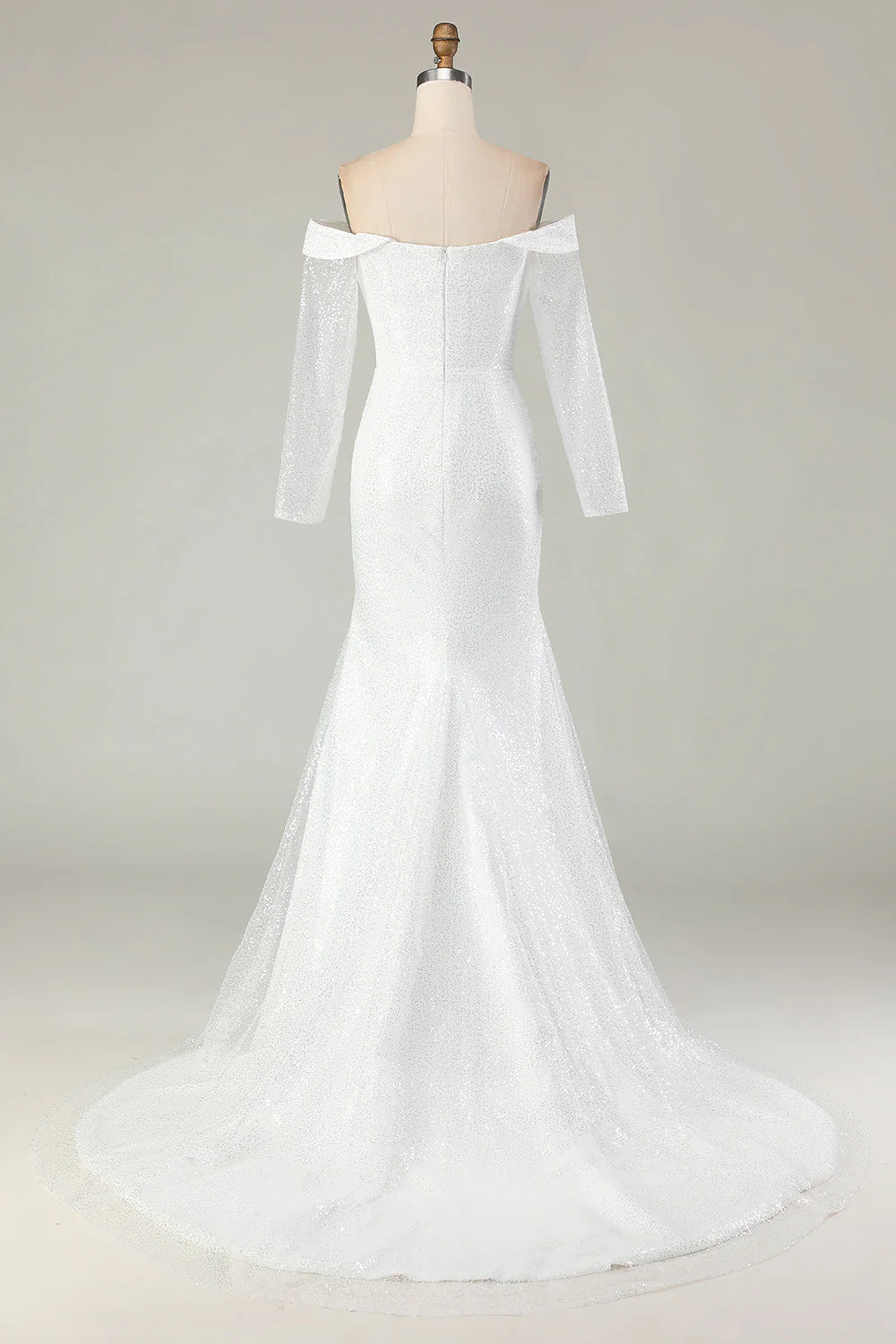 Ivory Off the Shoulder Mermaid Matte Satin Wedding Dress - Image 2