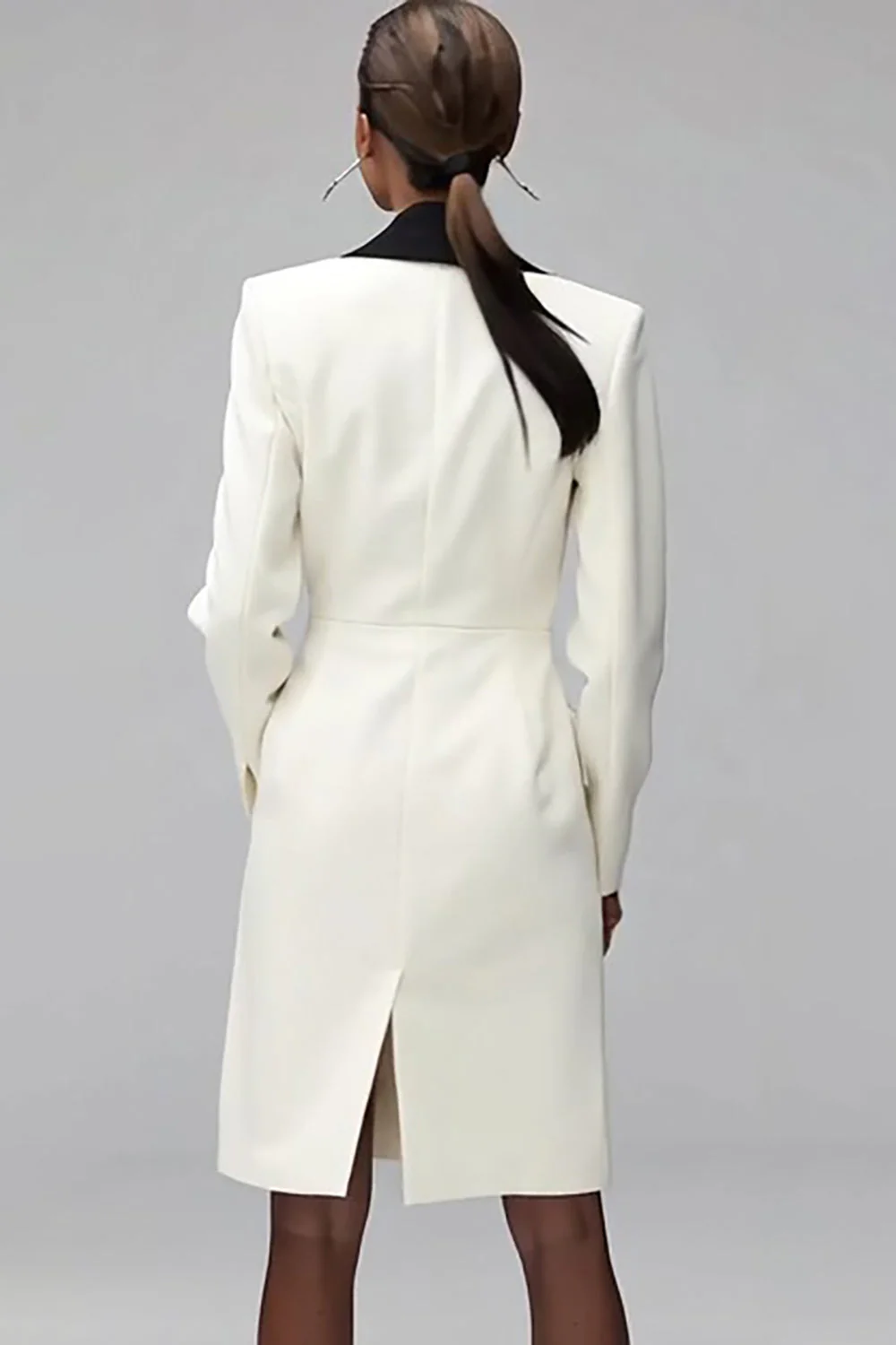 Ivory Shawl Lapel Double Breasted Women's Blazer - Image 2