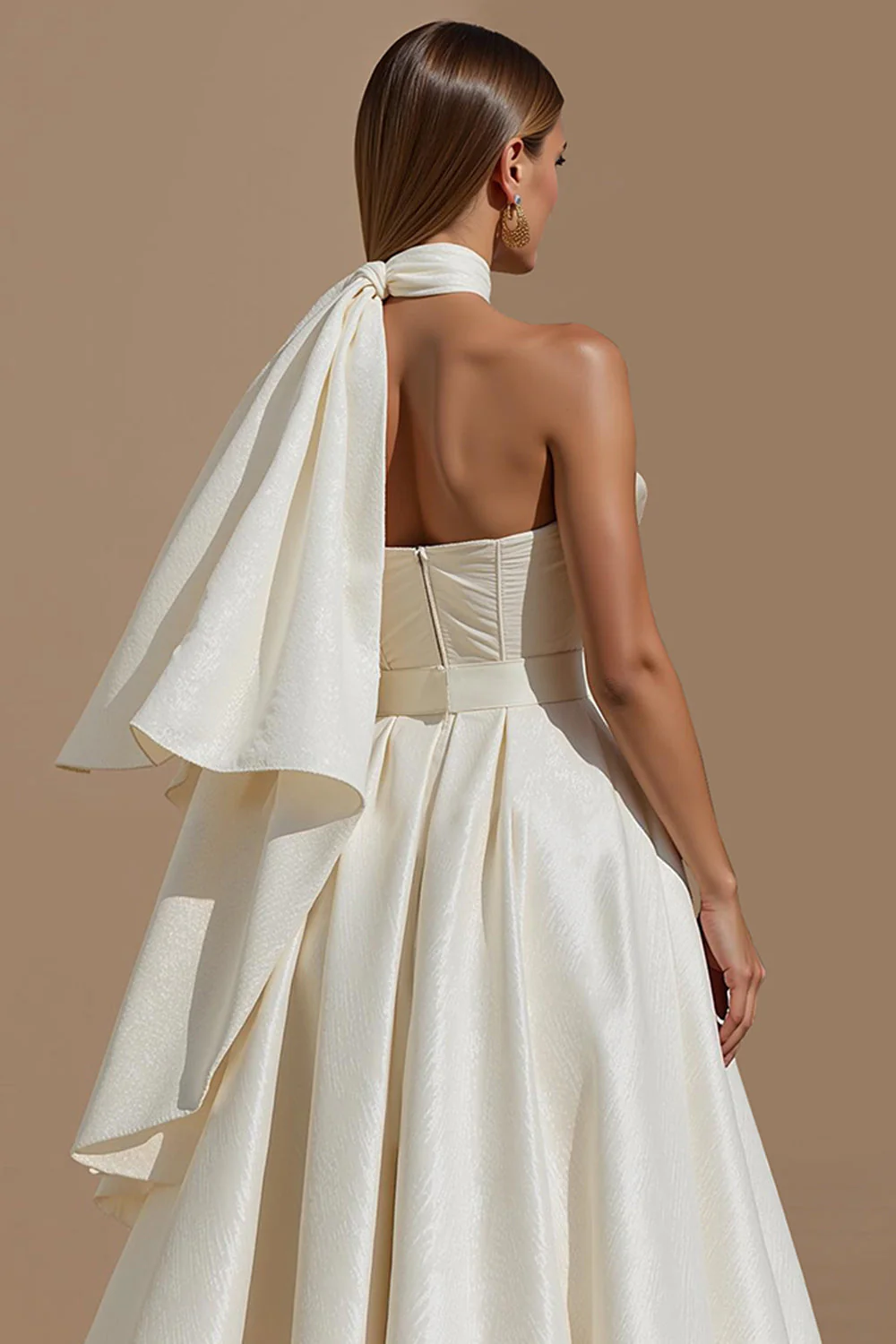 Ivory Sweetheart A Line Midi Wedding Dress with Belt - Image 4