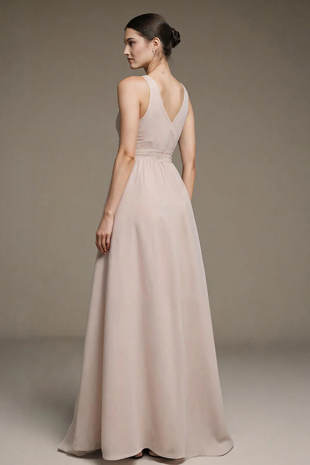 Ivory V-Neck A Line Long Formal Dress - Image 2