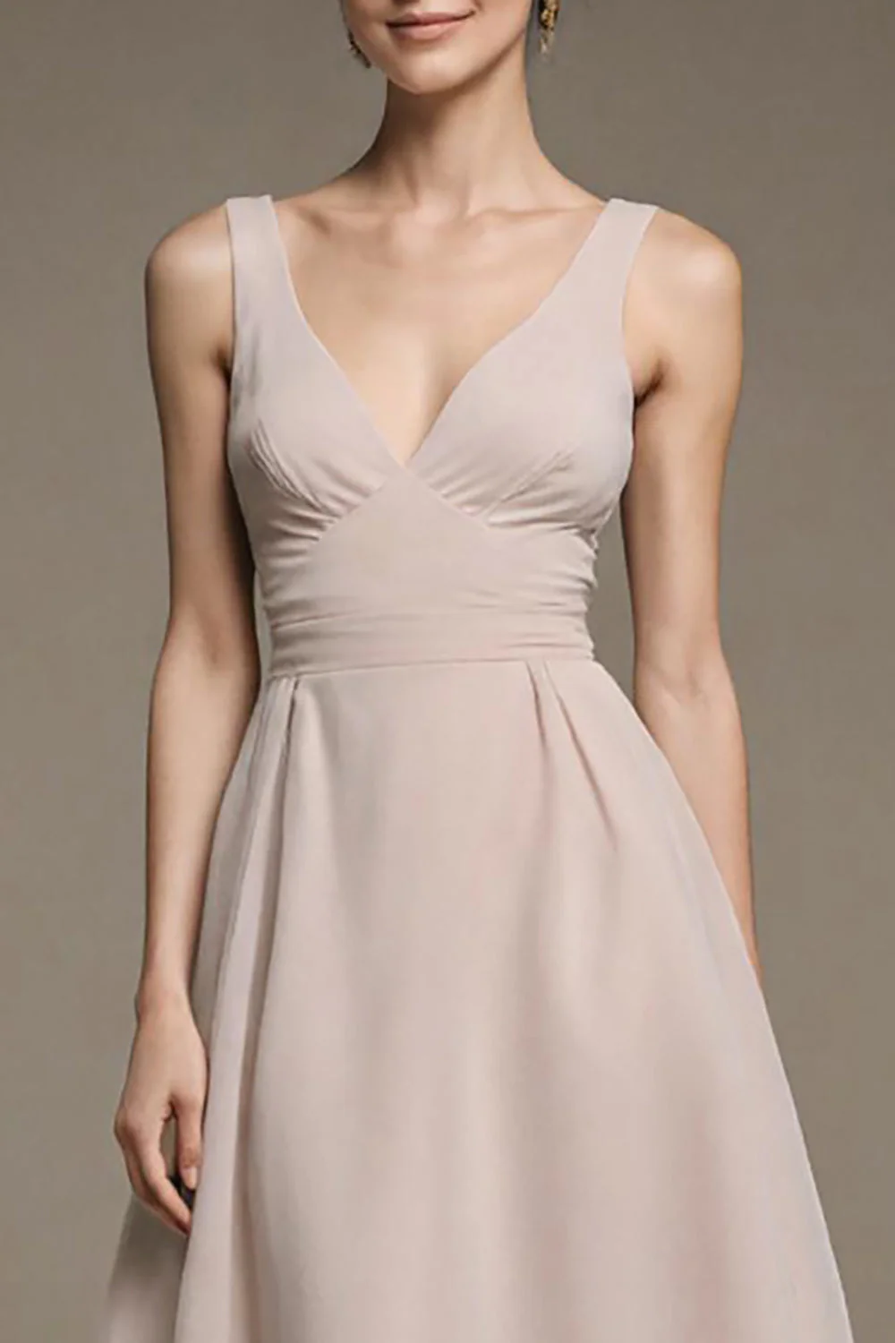 Ivory V-Neck A Line Long Formal Dress - Image 3