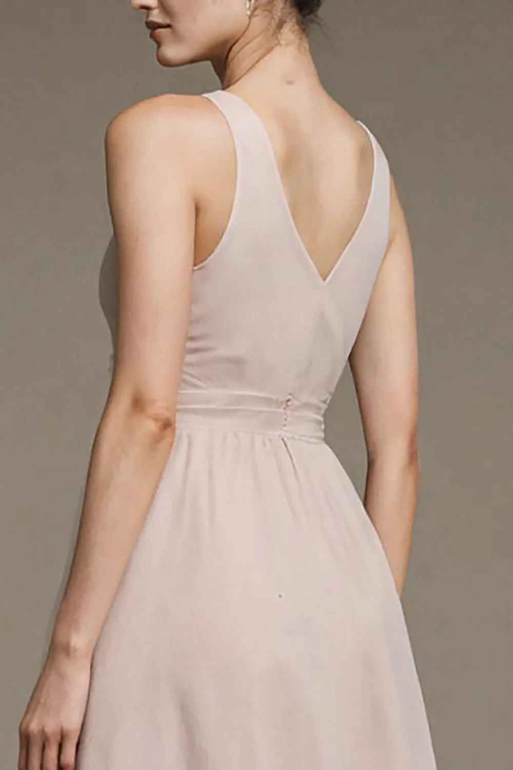 Ivory V-Neck A Line Long Formal Dress - Image 4