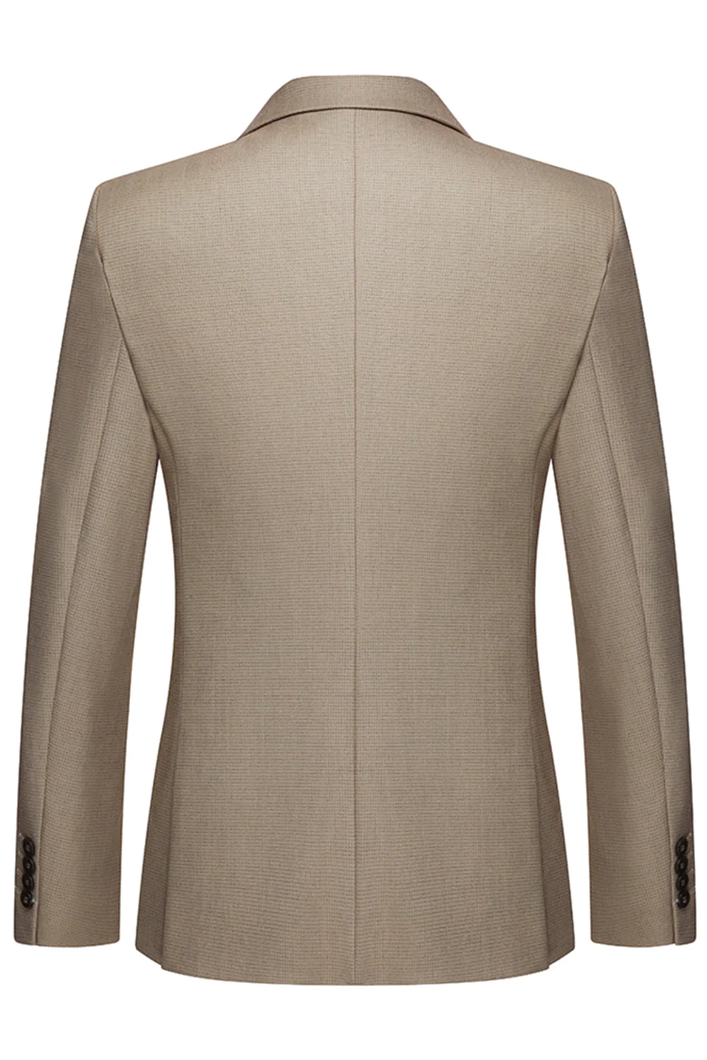 Khaki Coffee Peak Lapel Single Breasted Men's 3 Piece Suits - Image 3