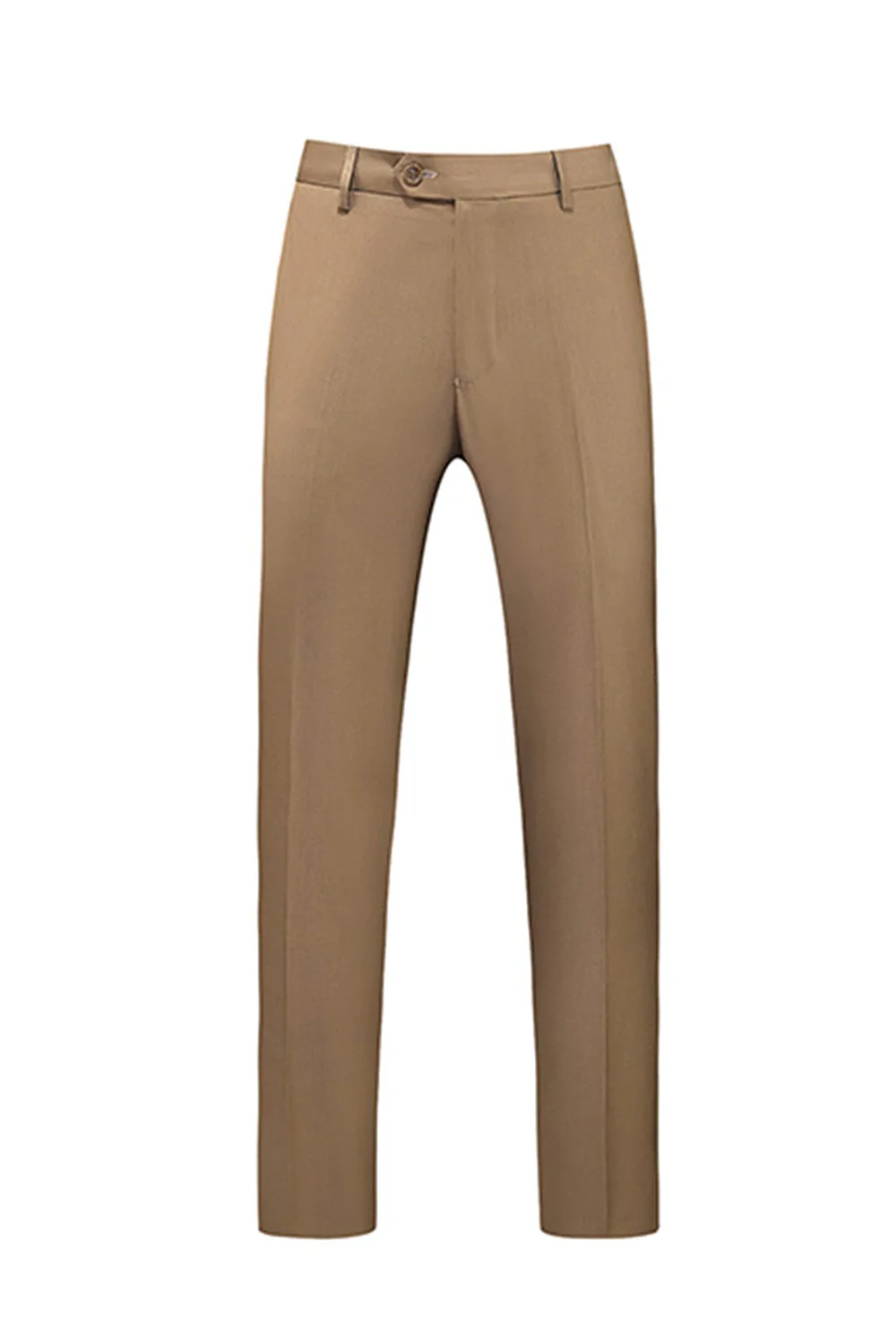Khaki Double Breasted Notched Lapel 3 Piece Men's Suits - Image 3