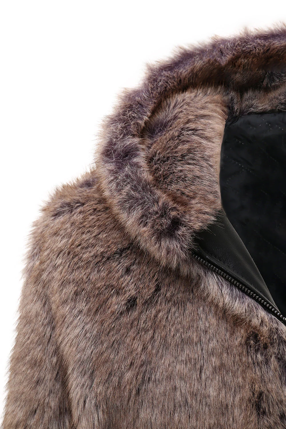 Khaki Men's Winter Faux Fur Coat Hooded - Image 5