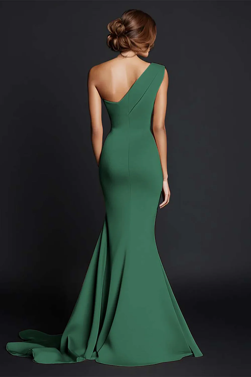 Khaki Mermaid One Shoulder Long Formal Dress - Image 12