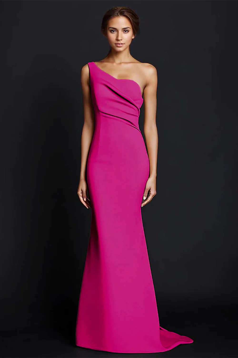 Khaki Mermaid One Shoulder Long Formal Dress - Image 13