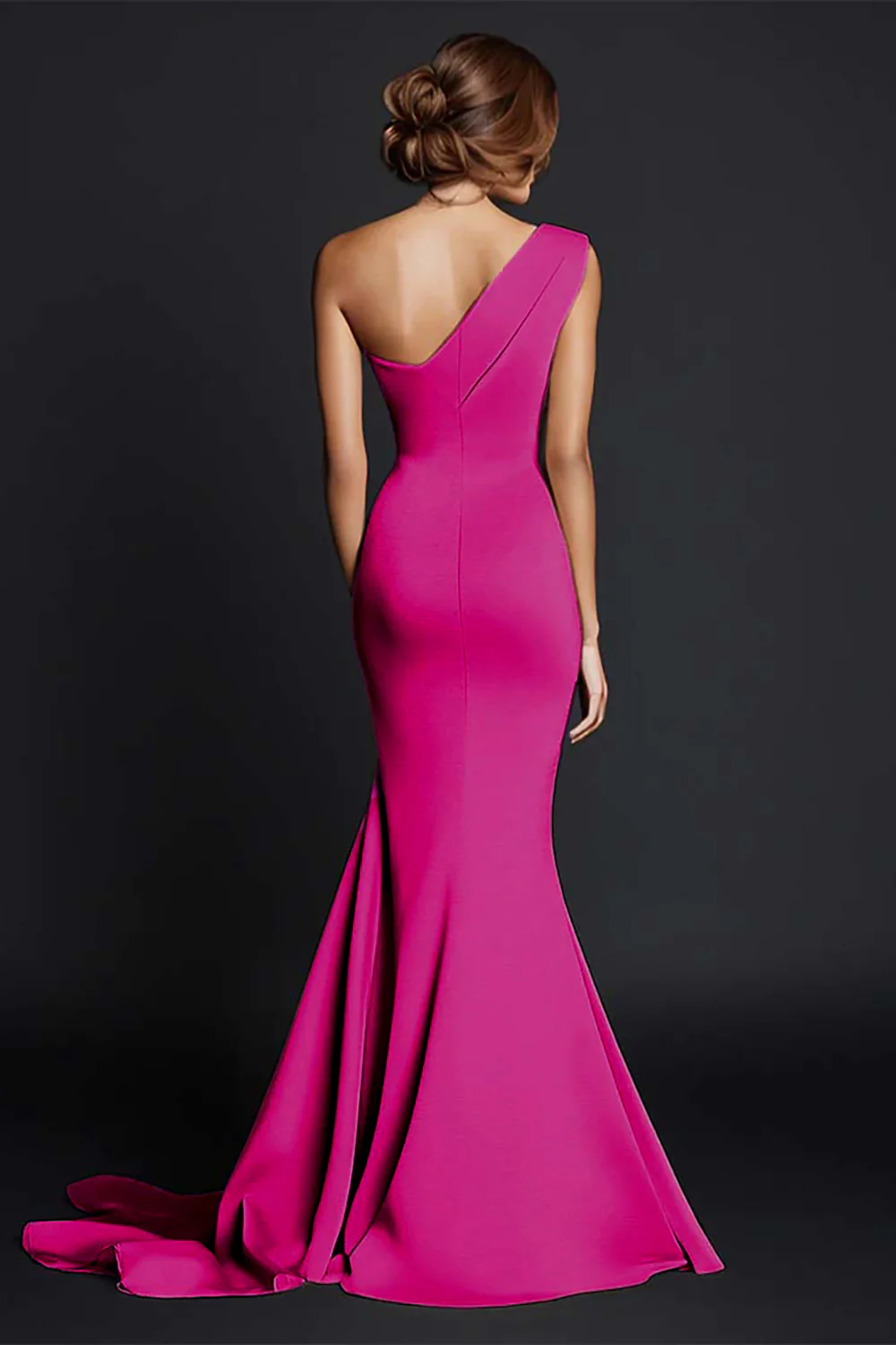 Khaki Mermaid One Shoulder Long Formal Dress - Image 14