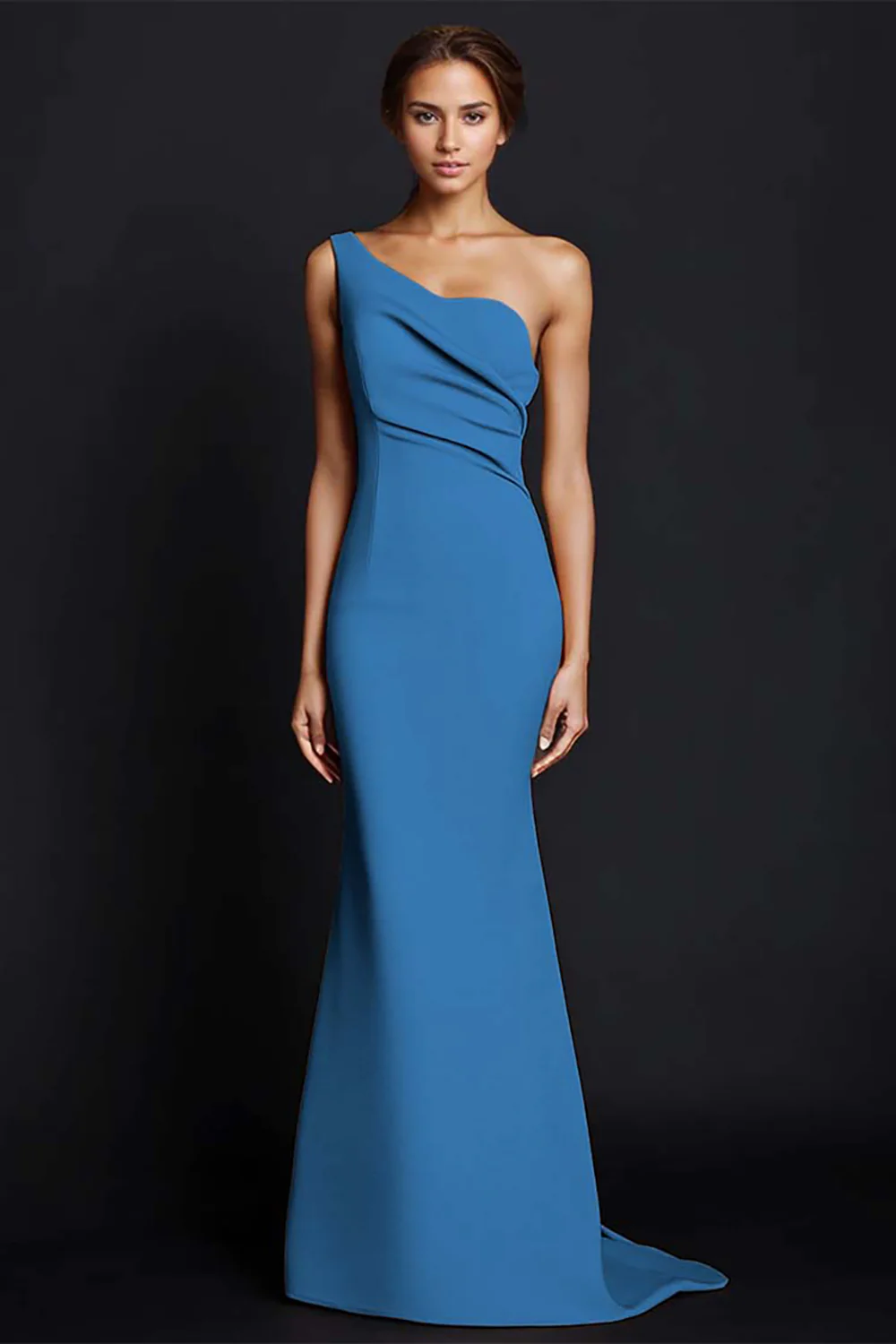Khaki Mermaid One Shoulder Long Formal Dress - Image 15