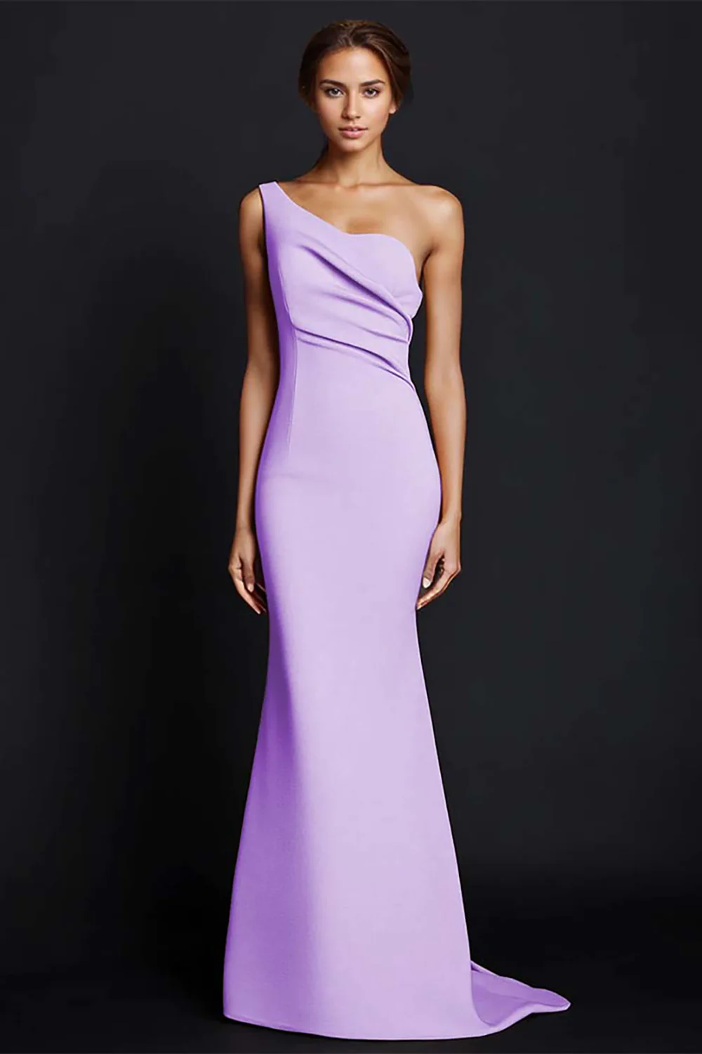 Khaki Mermaid One Shoulder Long Formal Dress - Image 17