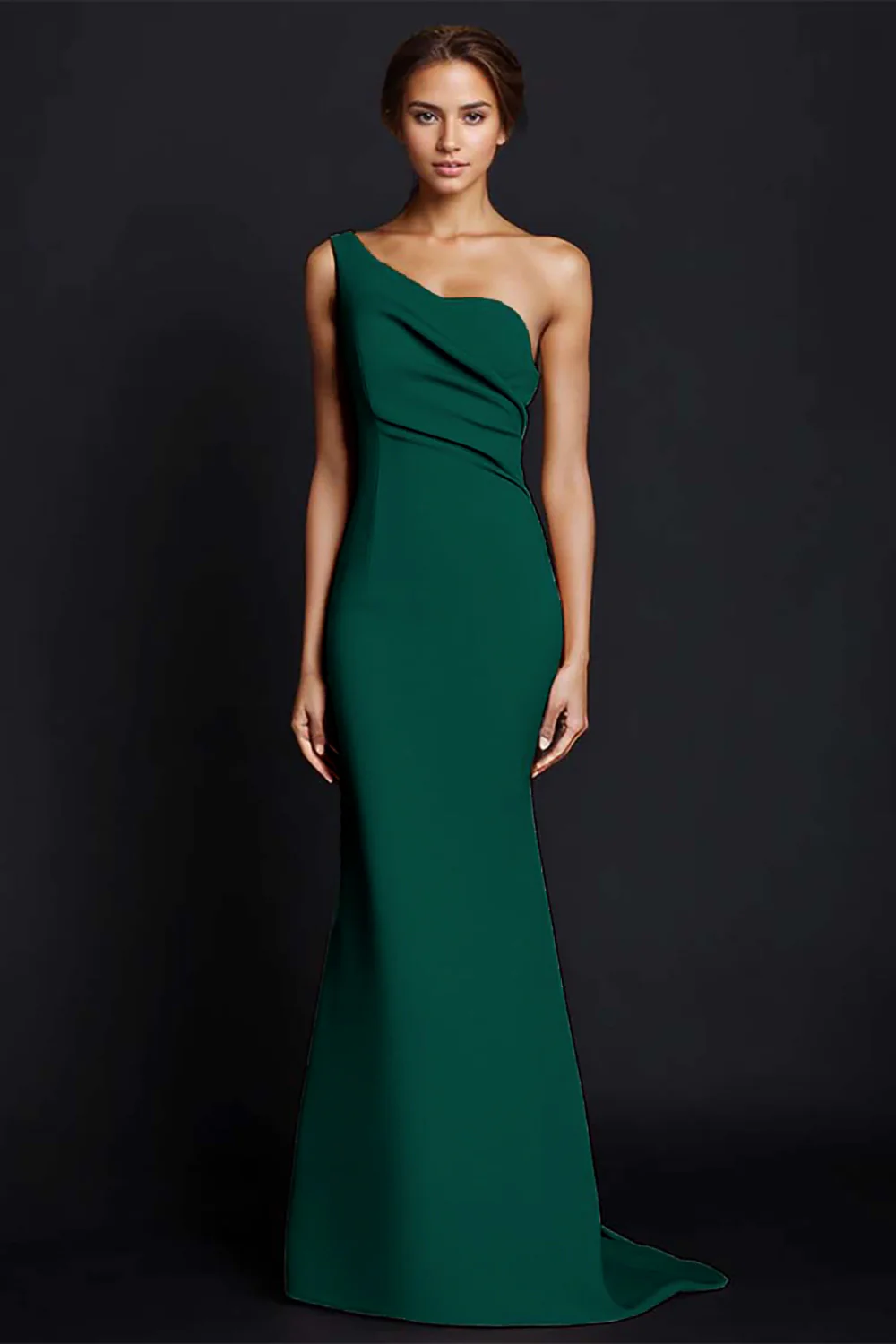 Khaki Mermaid One Shoulder Long Formal Dress - Image 19