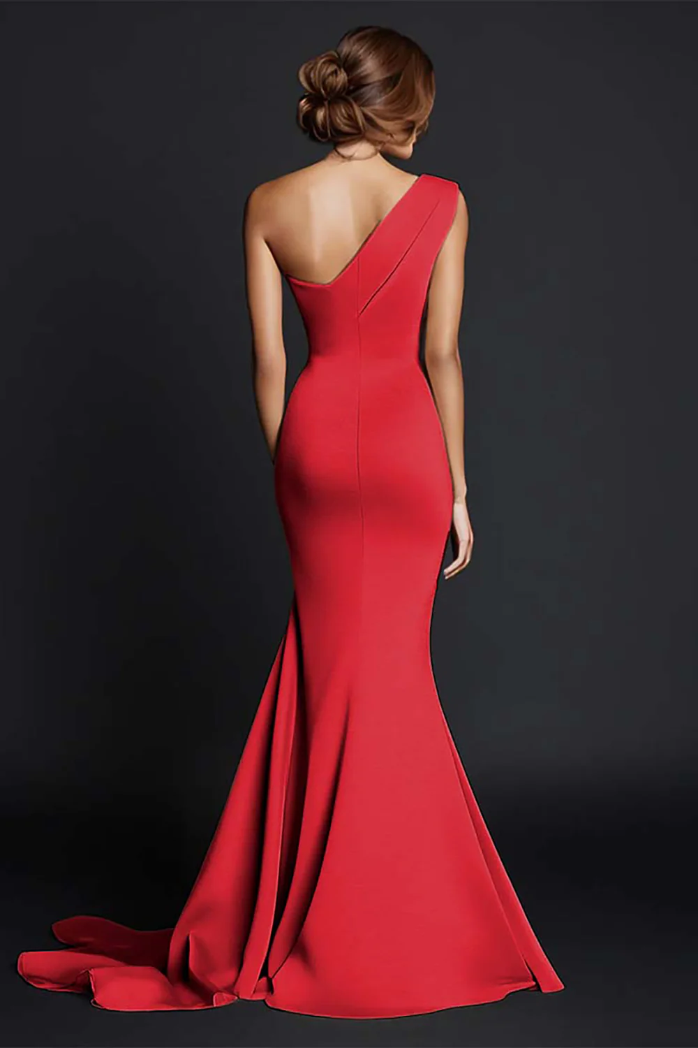 Khaki Mermaid One Shoulder Long Formal Dress - Image 22