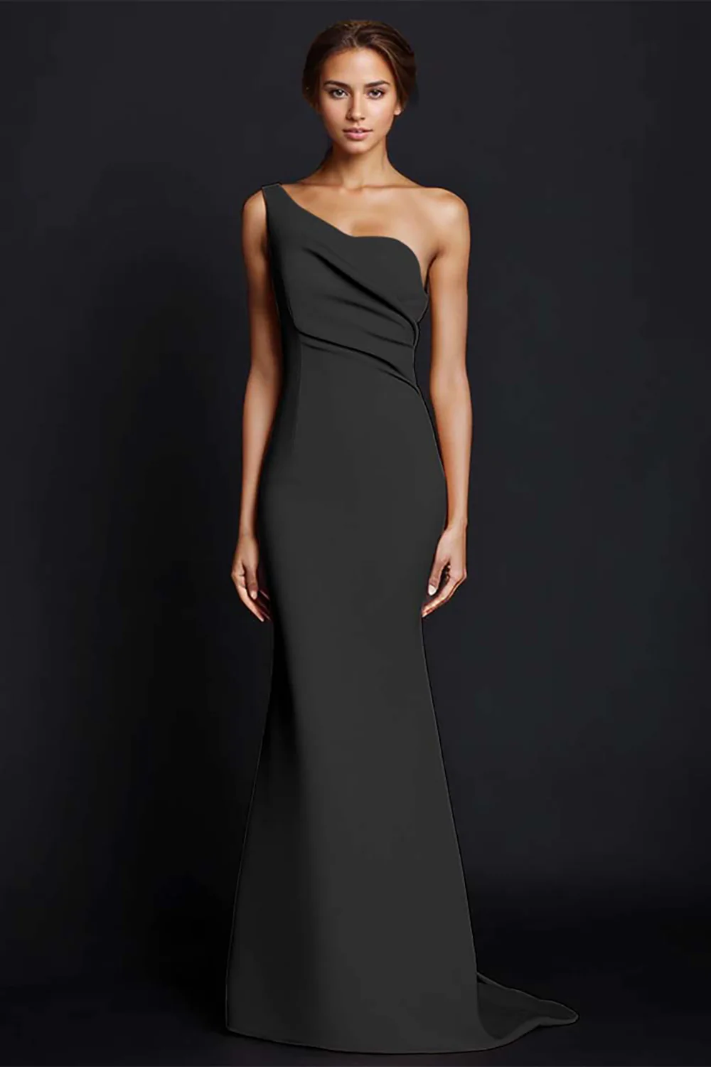 Khaki Mermaid One Shoulder Long Formal Dress - Image 5