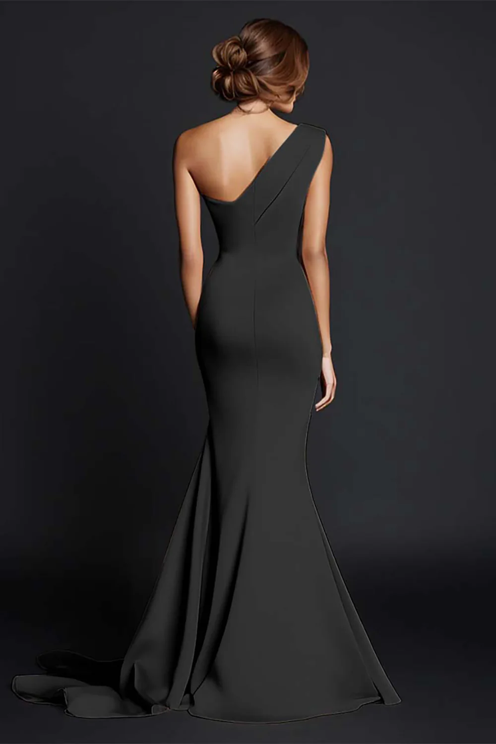 Khaki Mermaid One Shoulder Long Formal Dress - Image 6