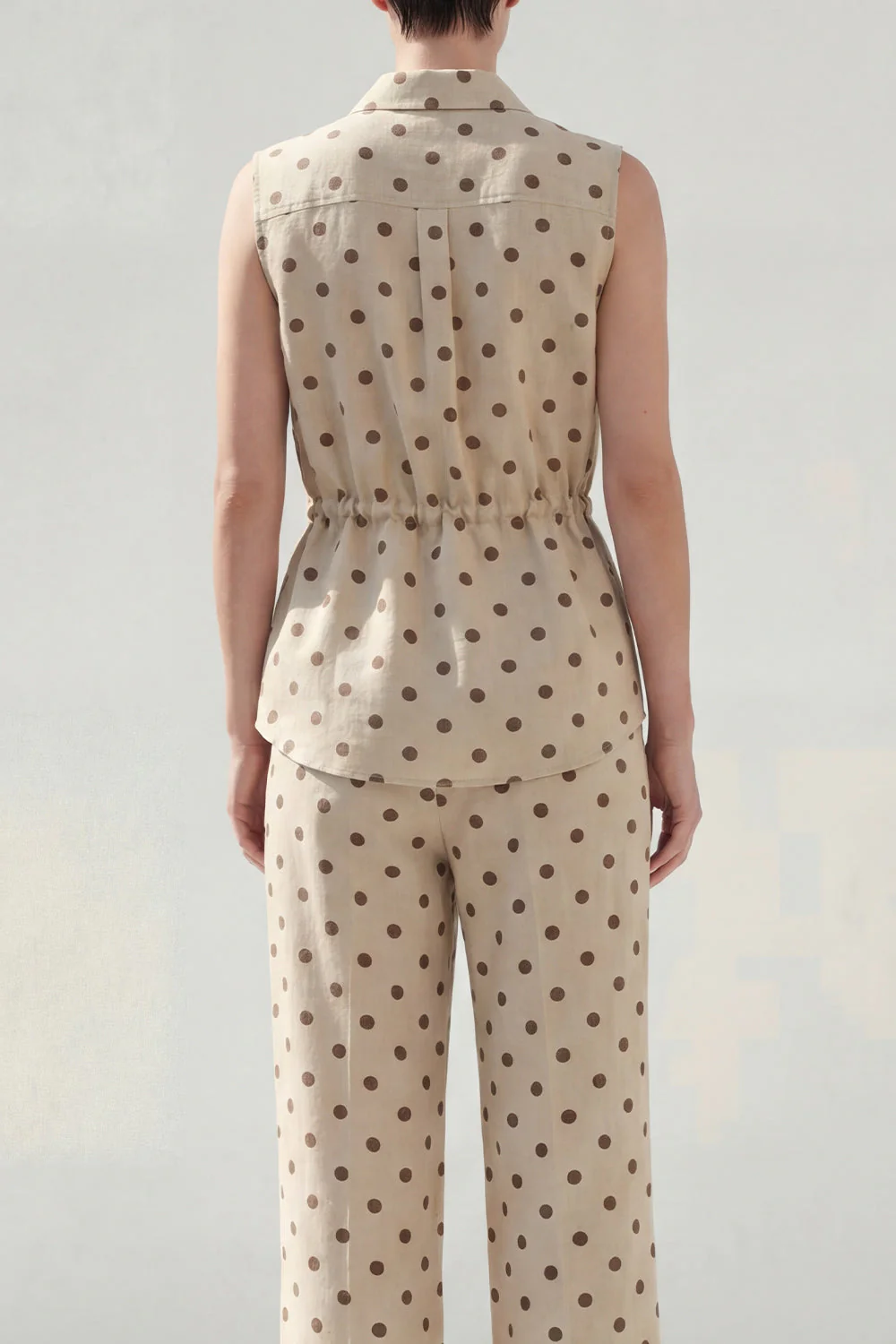 Khaki Polka Dots 2 Piece Collared Women Suits - Image 4