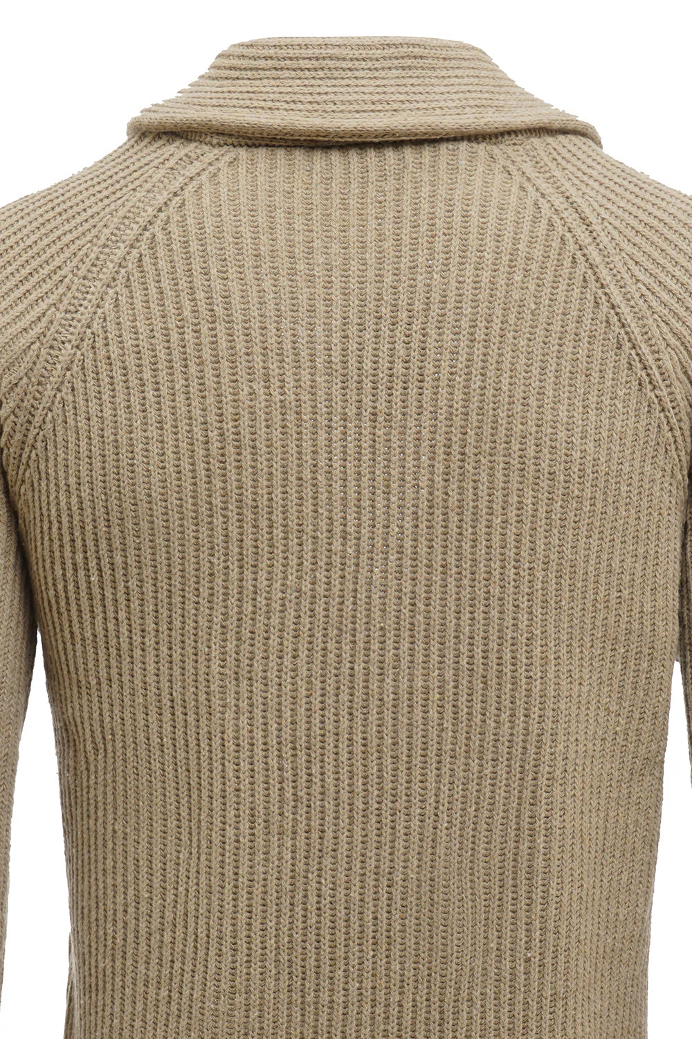 Khaki Shawl Collar Long Sleeves Men's Cardigan Sweater - Image 5