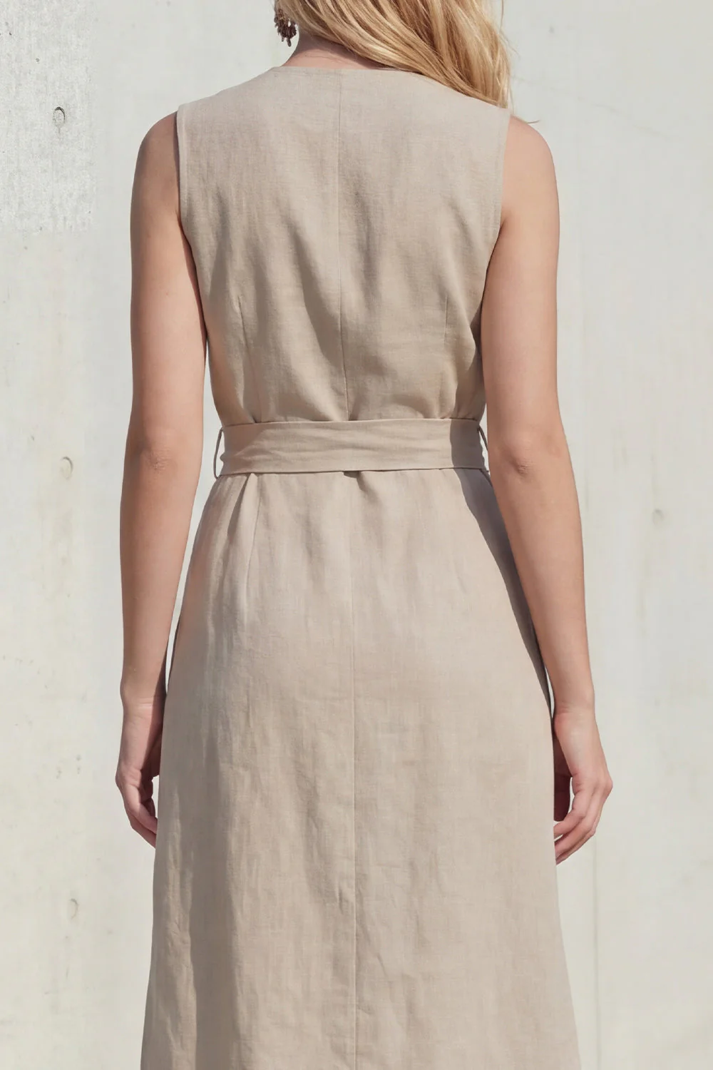 Khaki V-Neck Leisure Women Suit with Belt - Image 4