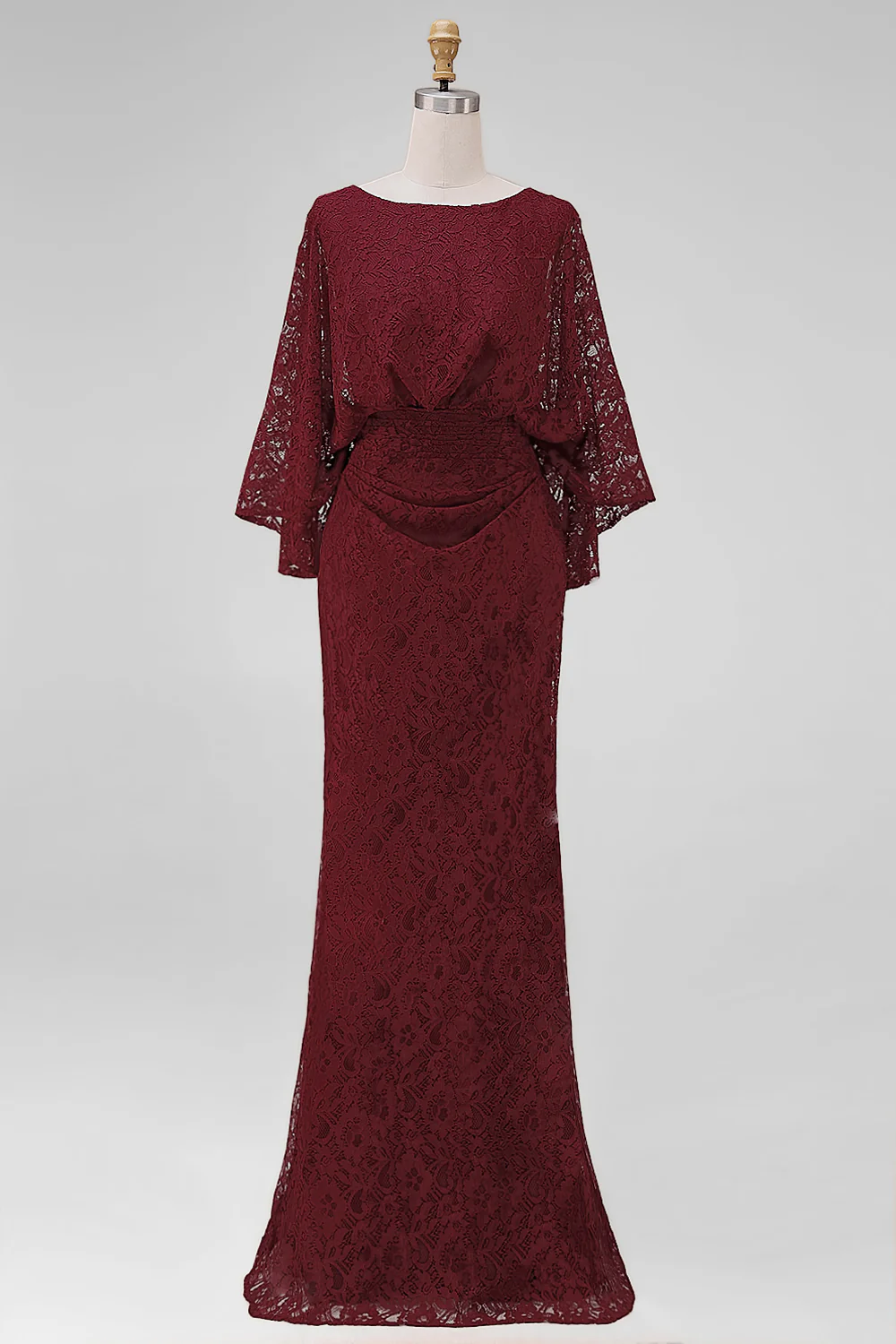 Burgundy Lace Sheath Mother of the Bride Dress with Pockets - Image 7